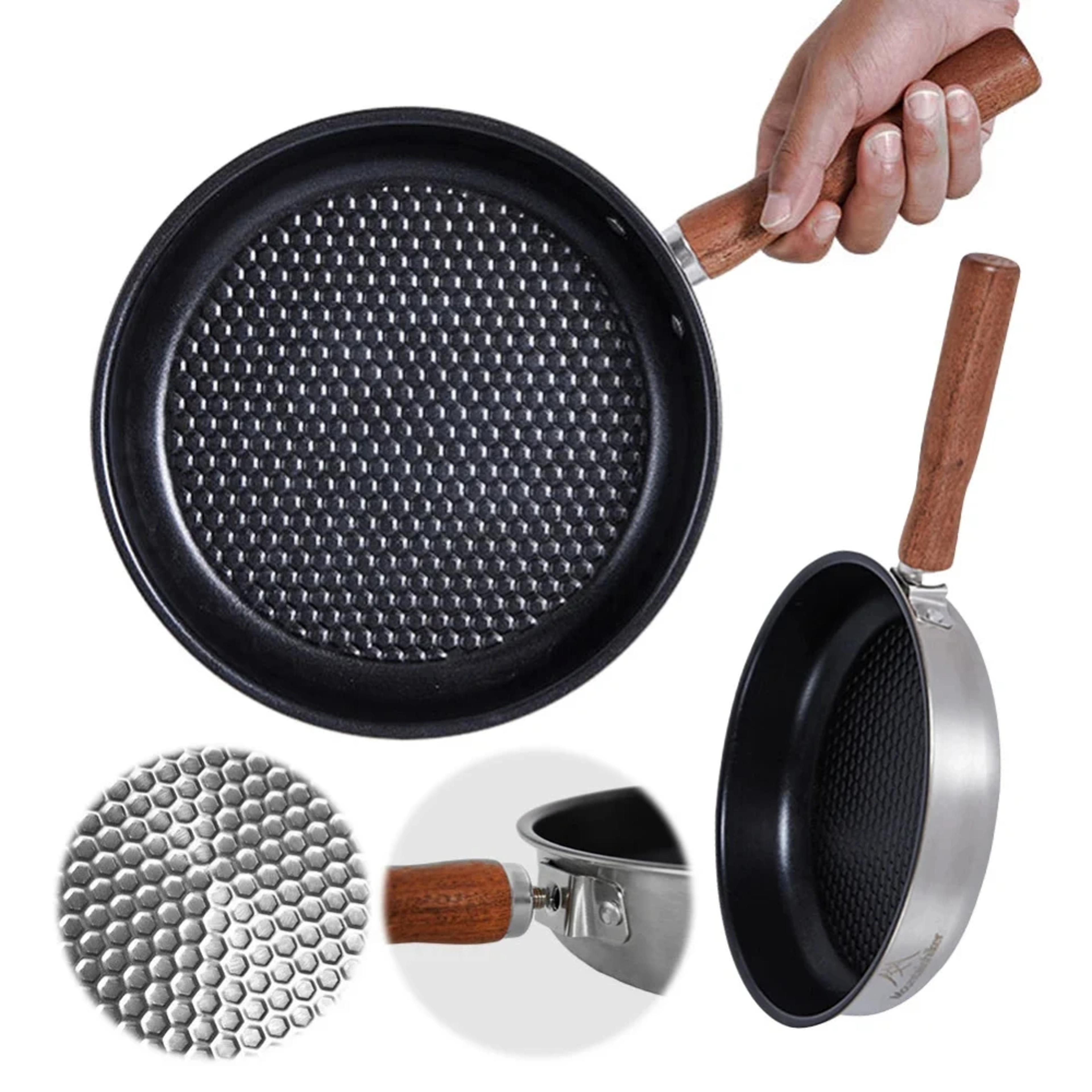 portable stainless steel mini wok pan, non-stick frying pan for eggs & steaks, flat-bottomed for camping, hiking, travel