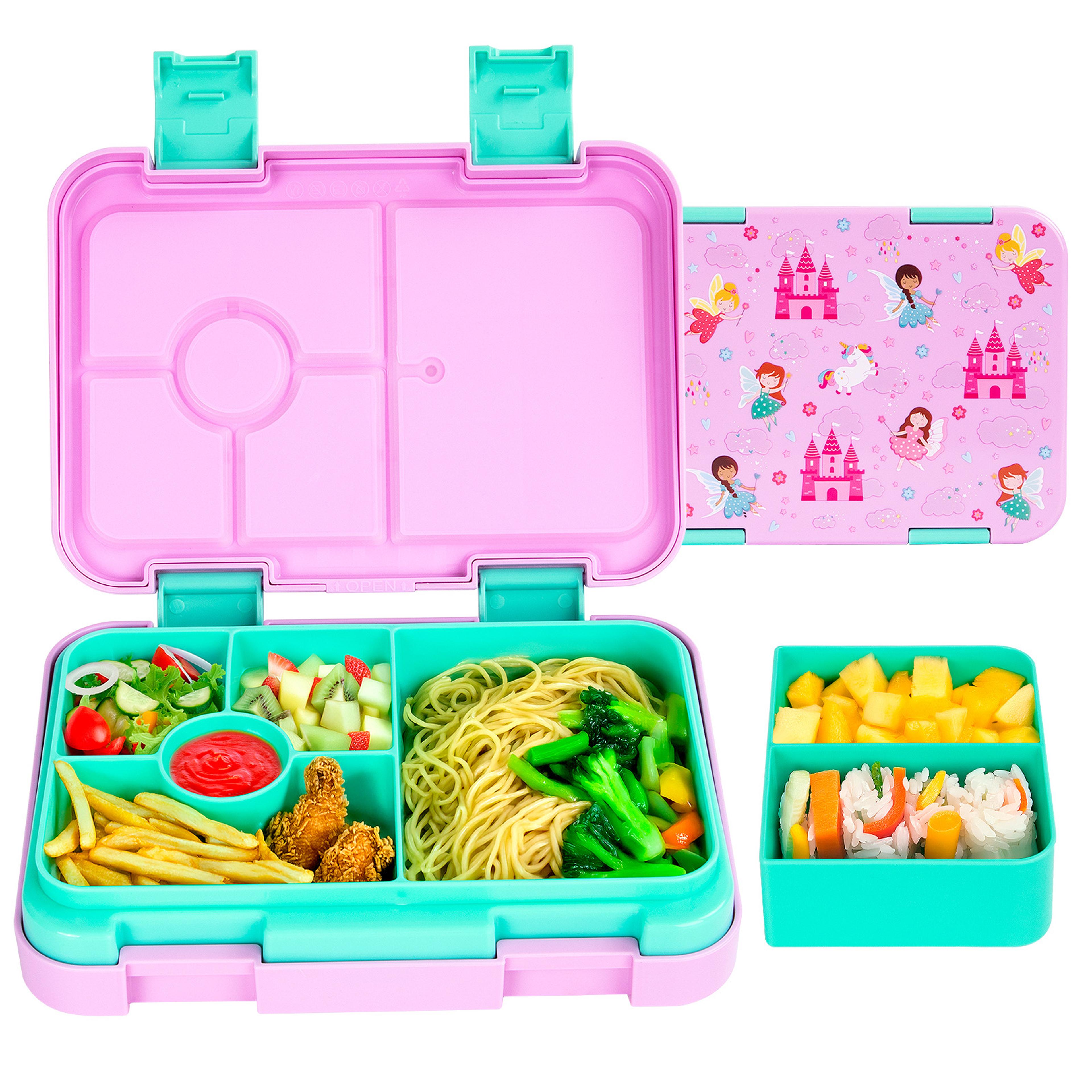 bento high capacity kid double buckle lunch box, food grade portable lunch box lunchbox for school microwave heating