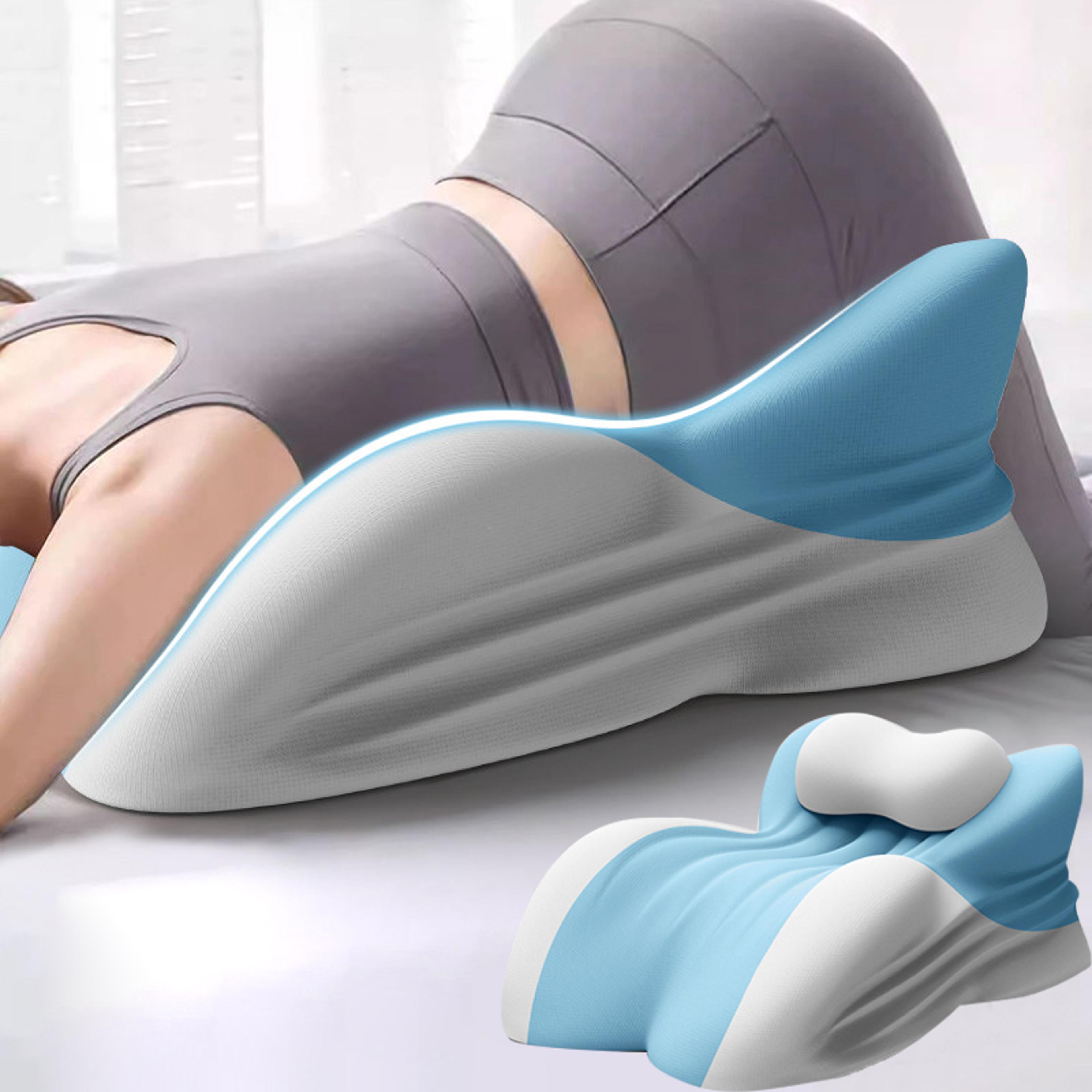 back neck pain relief headboard with face down massage prone pillow for sitting up, washable cover for reading