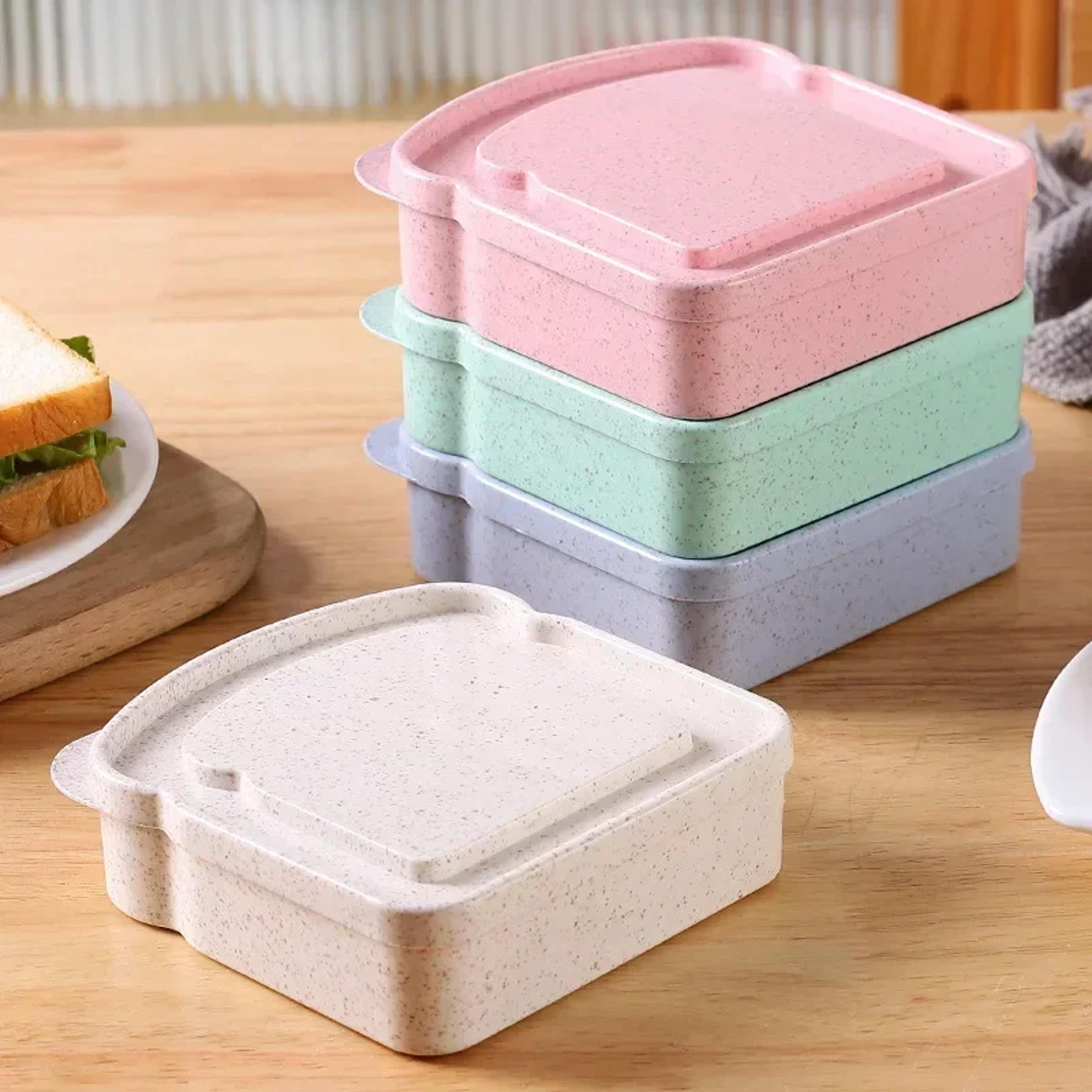 portable plastic bento box, toast bread sandwich meal box, food container with lid for office, students & outdoor