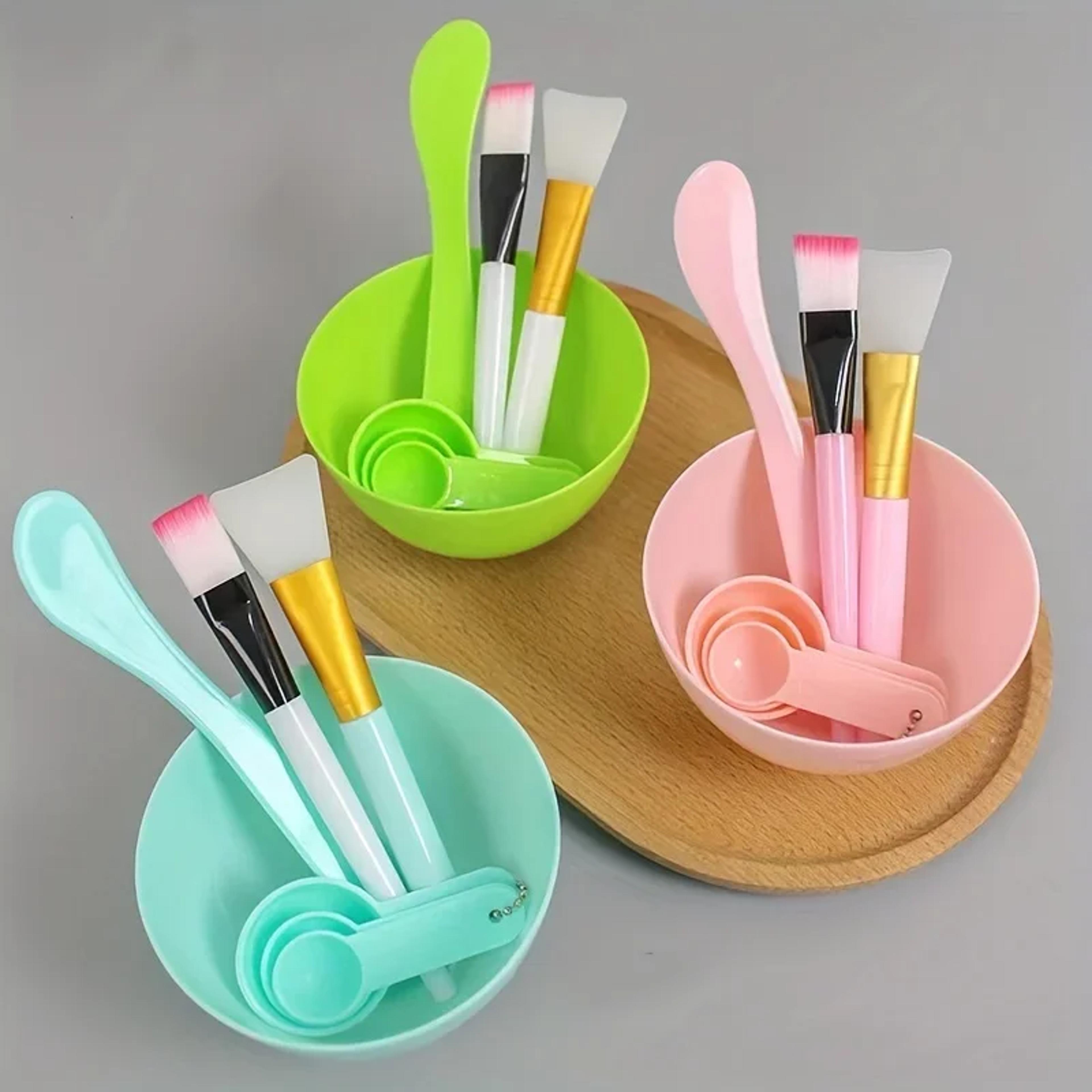 facial mask bowl stick, silicone spatula, soft face brushes spoons set