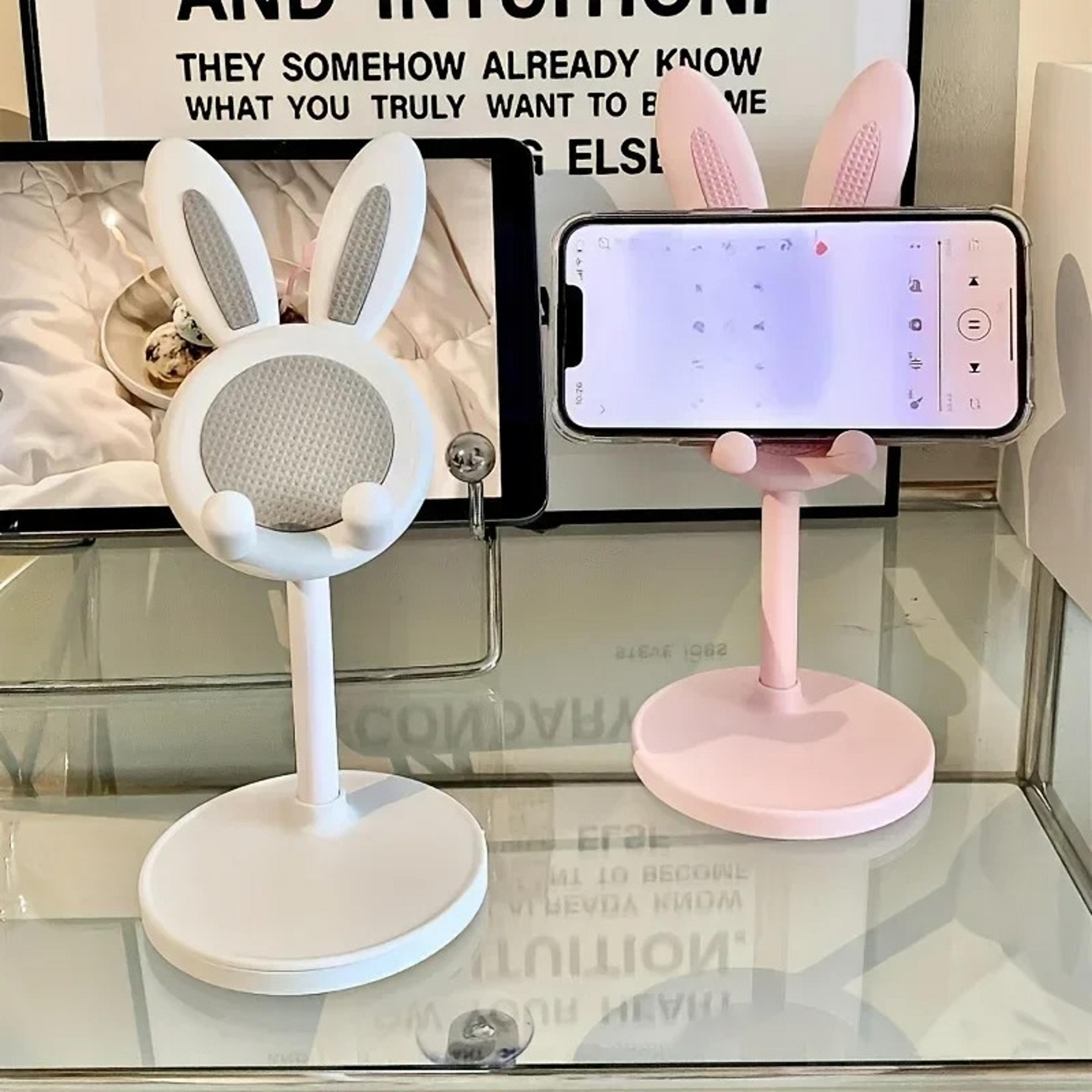adjustable phone stand for iphone, samsung & xiaomi - cute cartoon rabbit desk holder