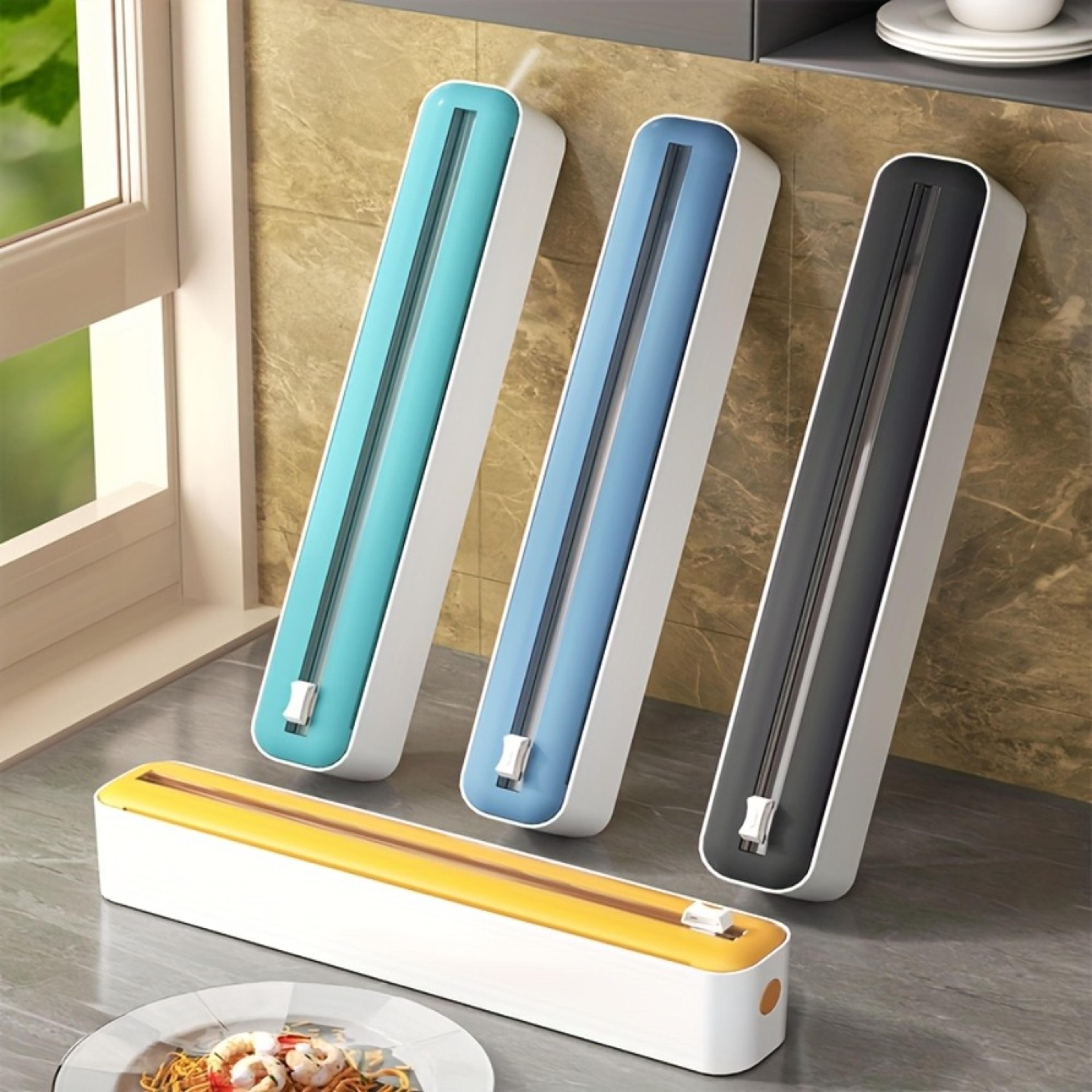 reusable packaging machine, dual pocket cling film dispenser and cutter for kitchen