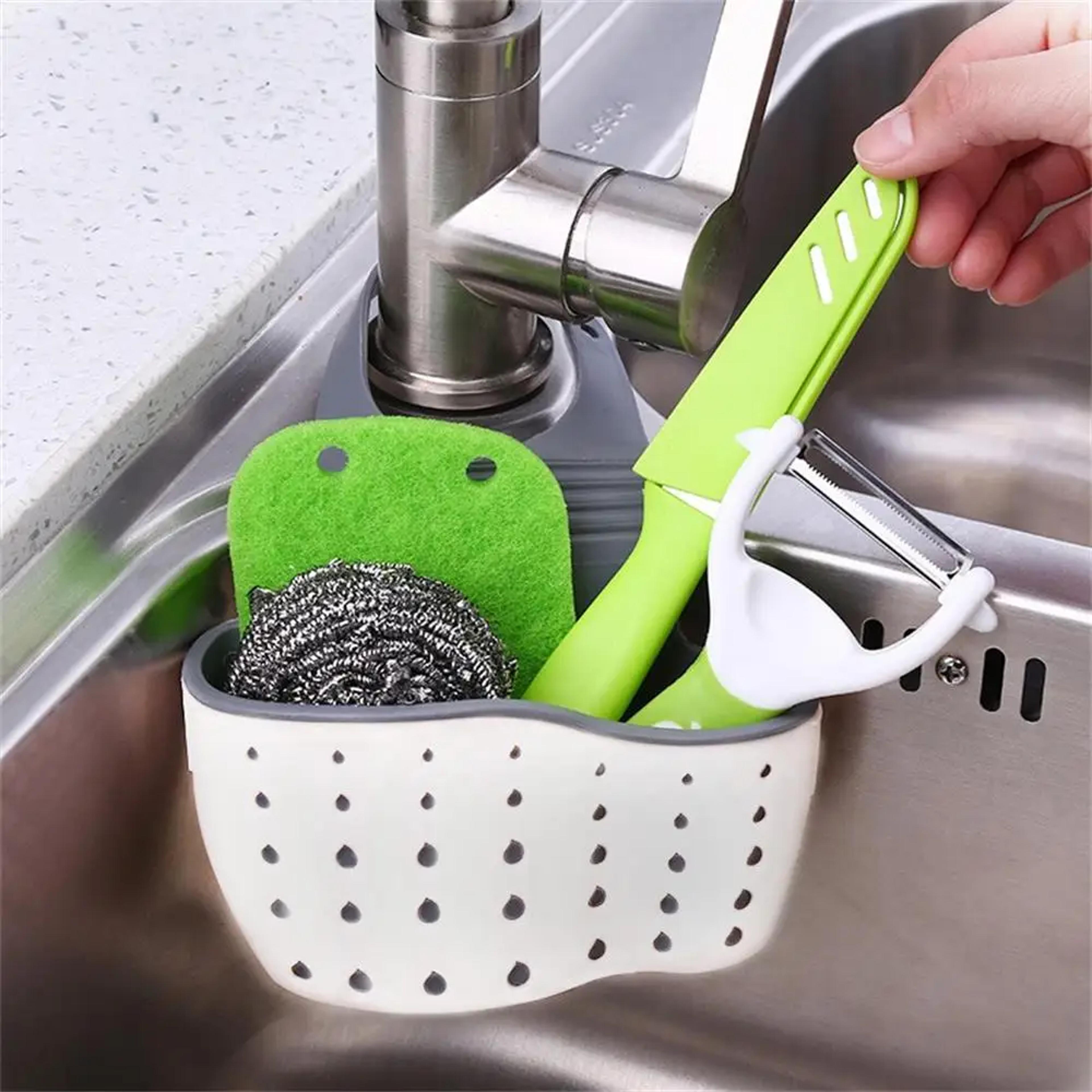 adjustable double sink draining hanging bag, press faucet shelf, sponge double basket, storage kitchen organizer