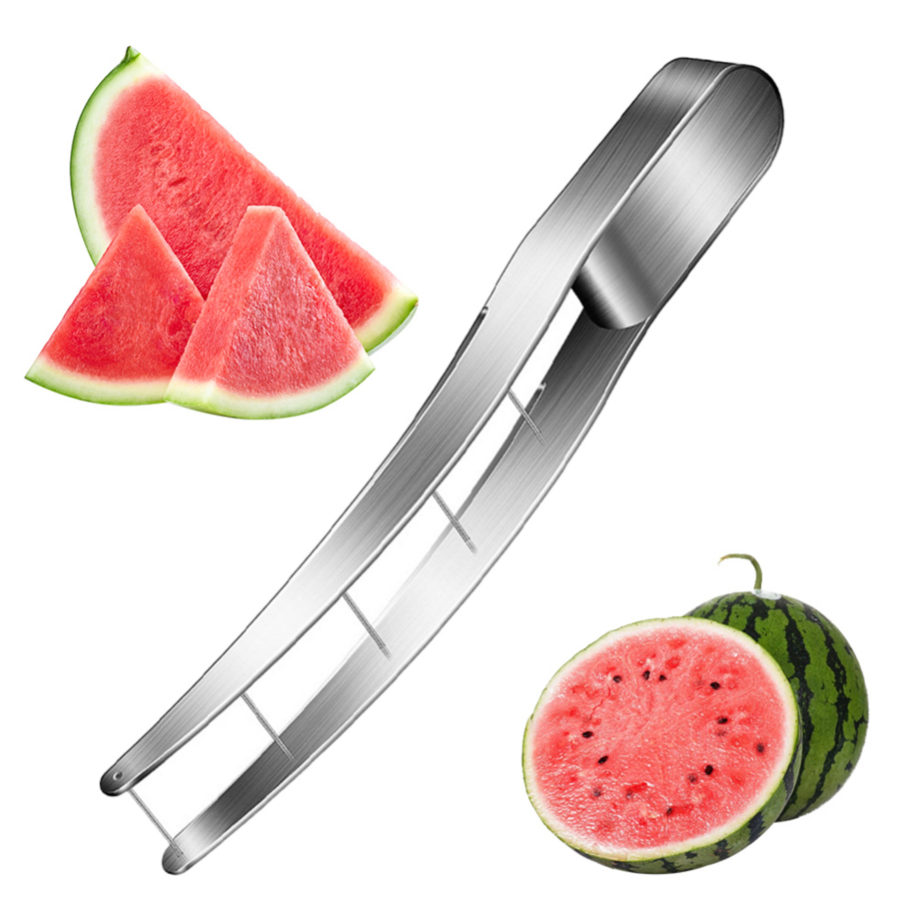 stainless steel manual watermelon cube cutter slicer, 6 pieces stainless steel fruit forks
