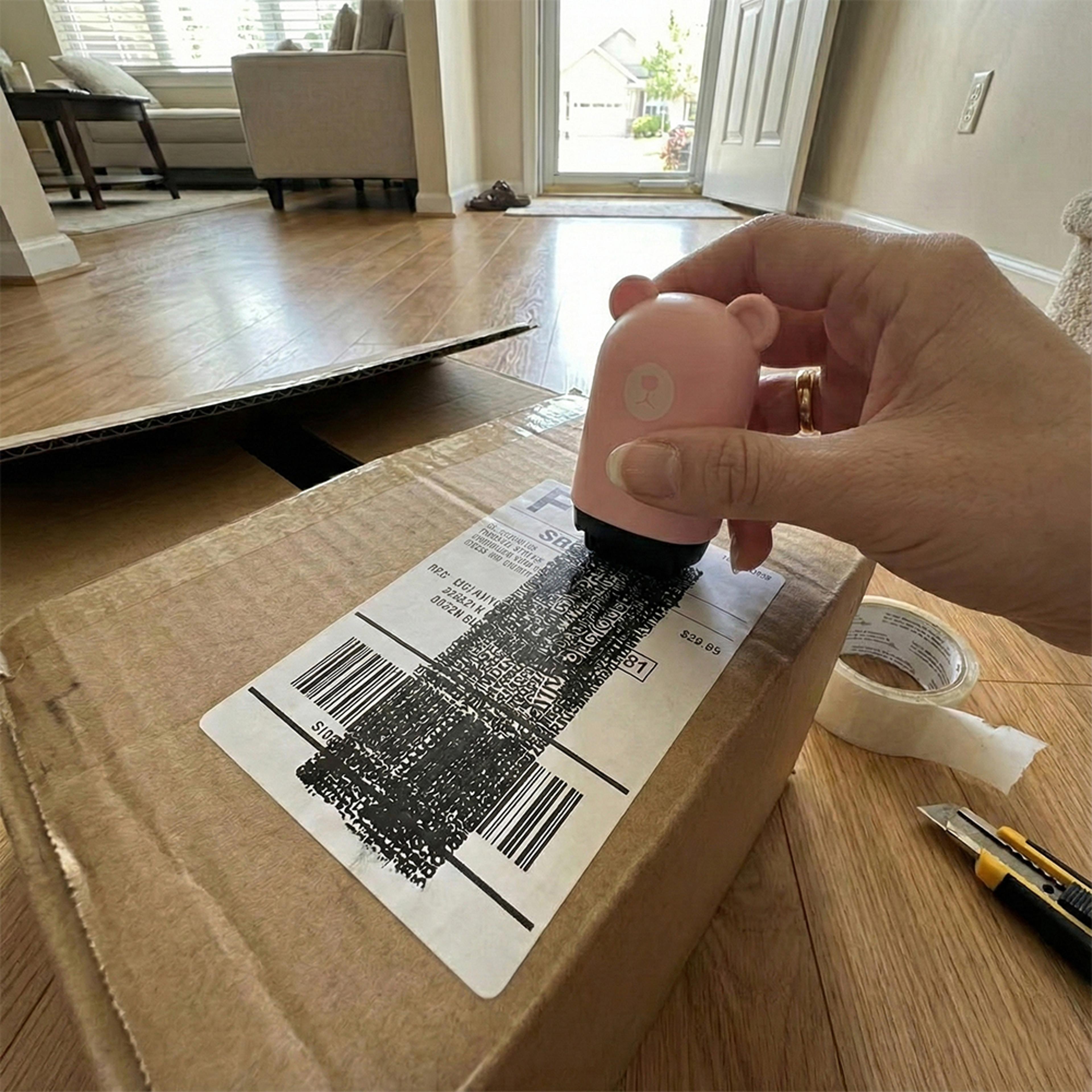confidential data guard, theft protection roller stamp for privacy seal