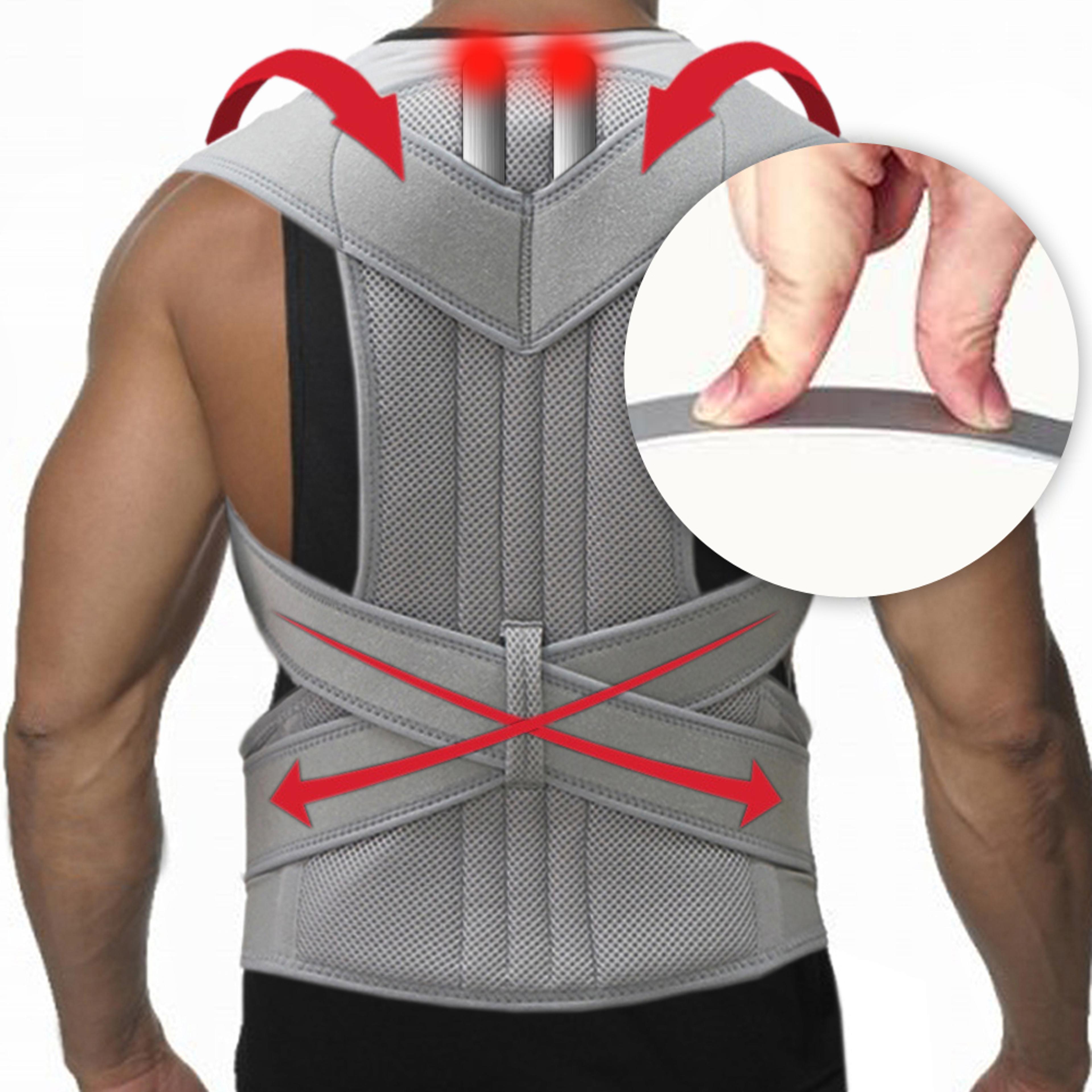 posture corrector with medical alloy bar, neoprene back brace for shoulder and spine support