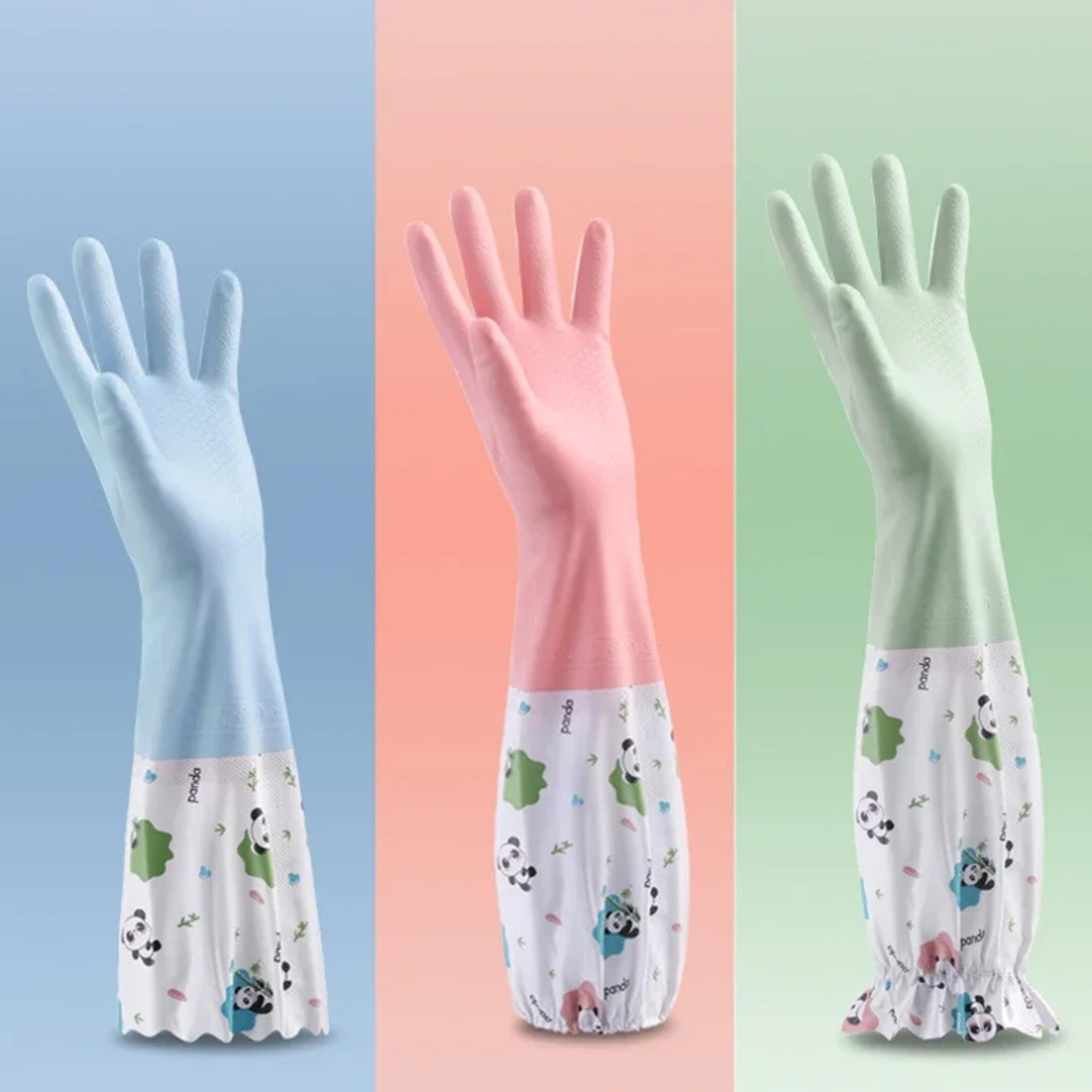 durable waterproof rubber gloves for women, extended kitchen gloves for dishwashing, cleaning & household chores
