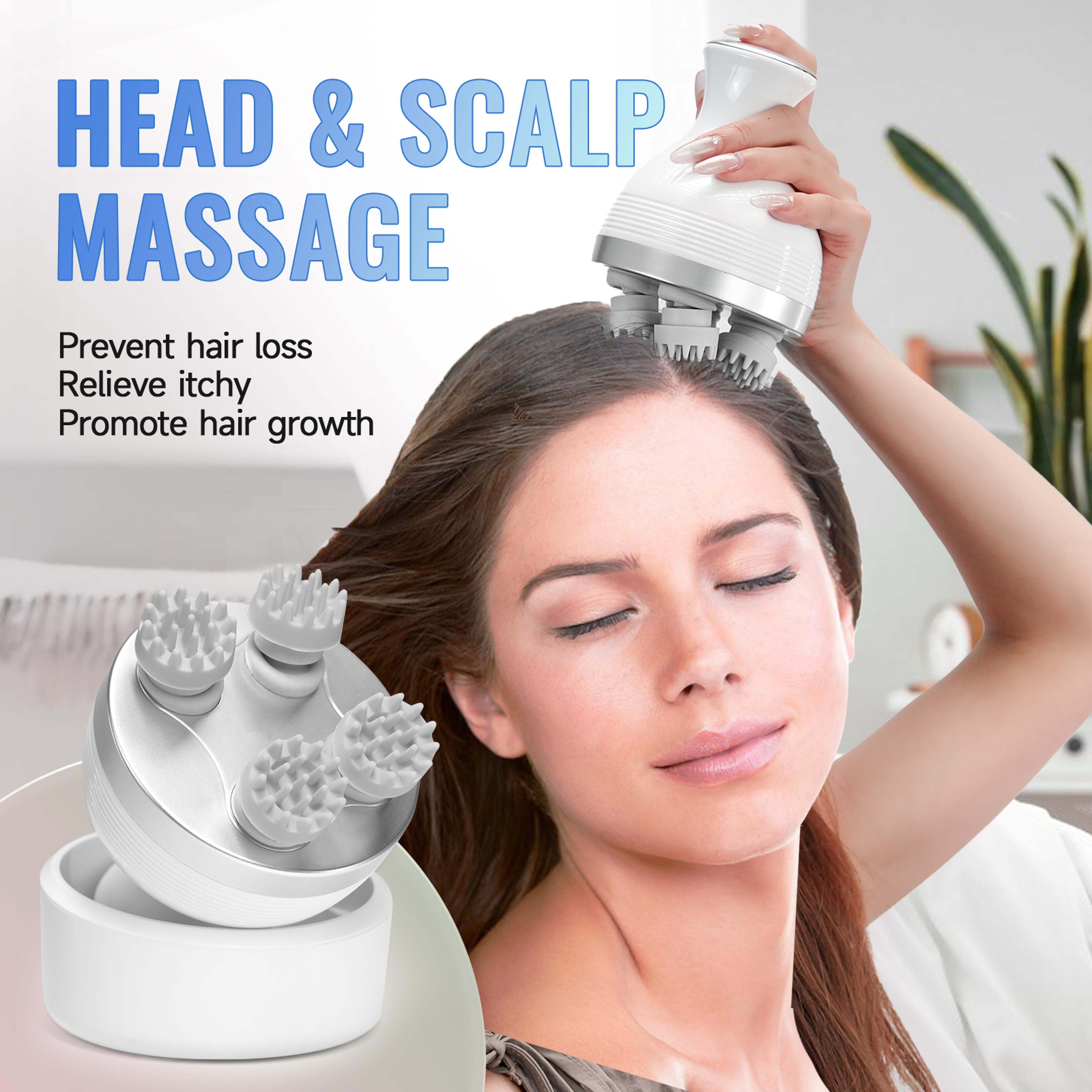 deep tissue kneading neck massager, electric smart head massager, wireless waterproof mini scalp massager stress relax