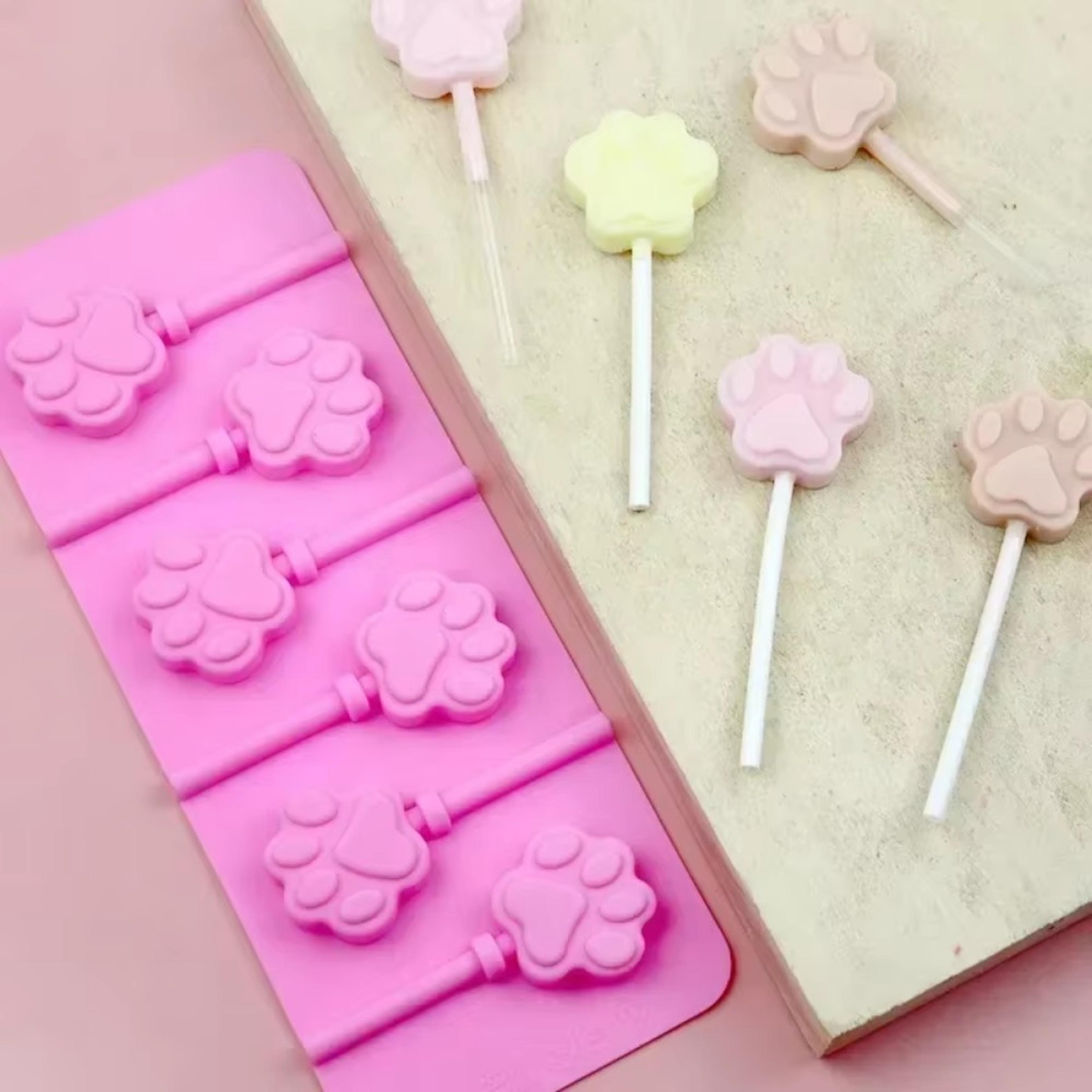 diy 3d cat dog paw silicone mold for chocolate, lollipop, and pastry baking