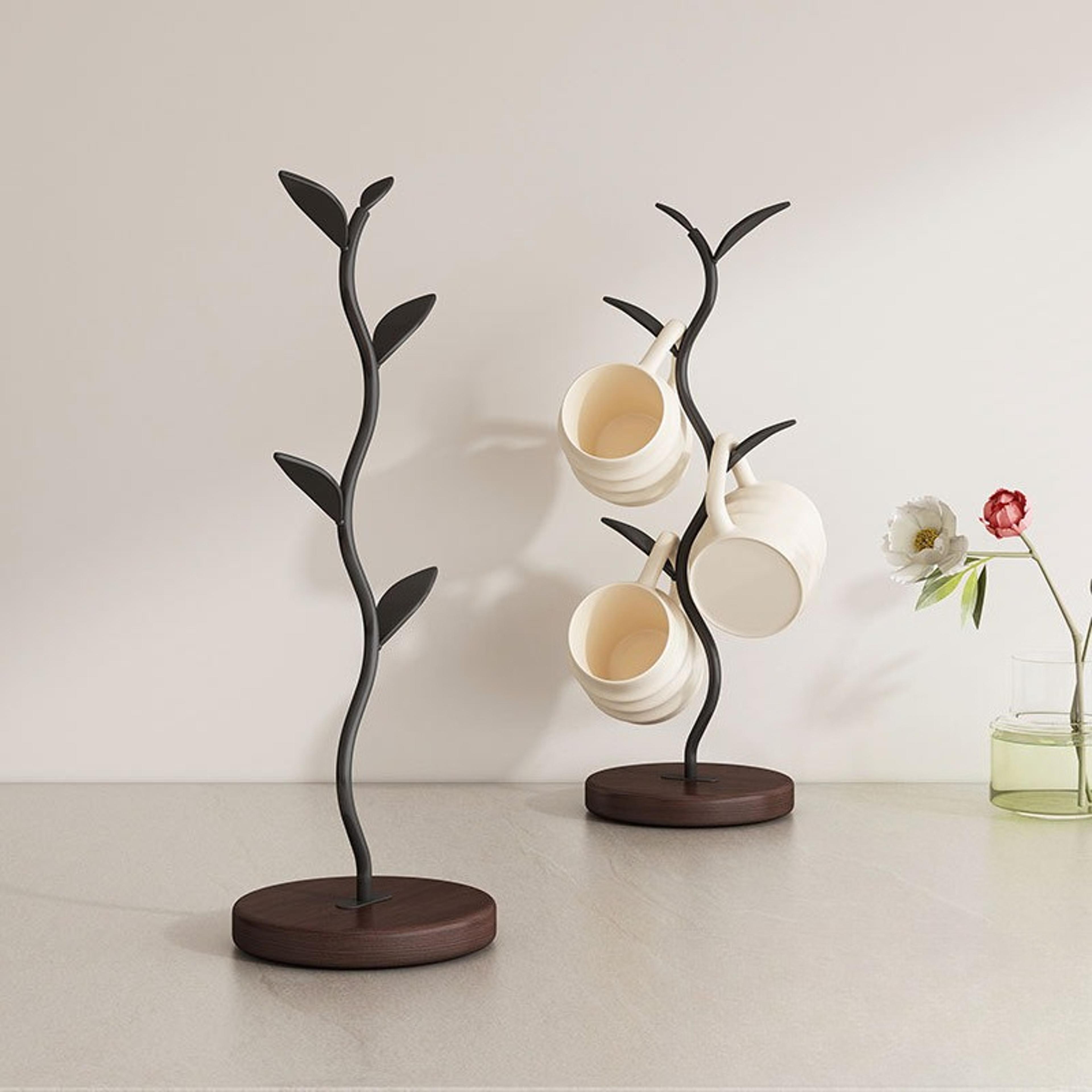 decorative cup holder shelf, tree-shaped, kitchen and home key storage