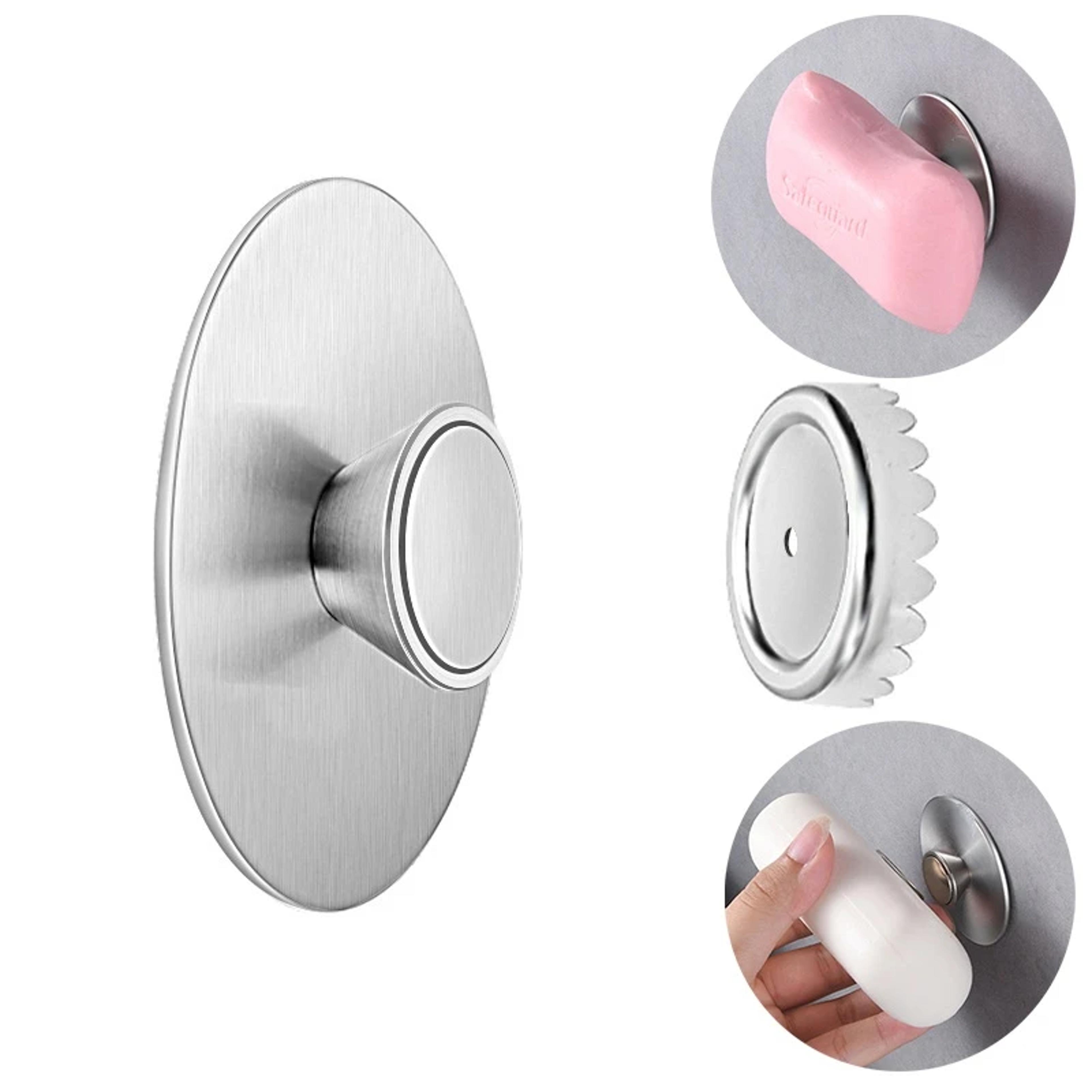 bathroom punch-free wall mounted soap holder, stainless steel magnet suction shelf, drain rack hooks
