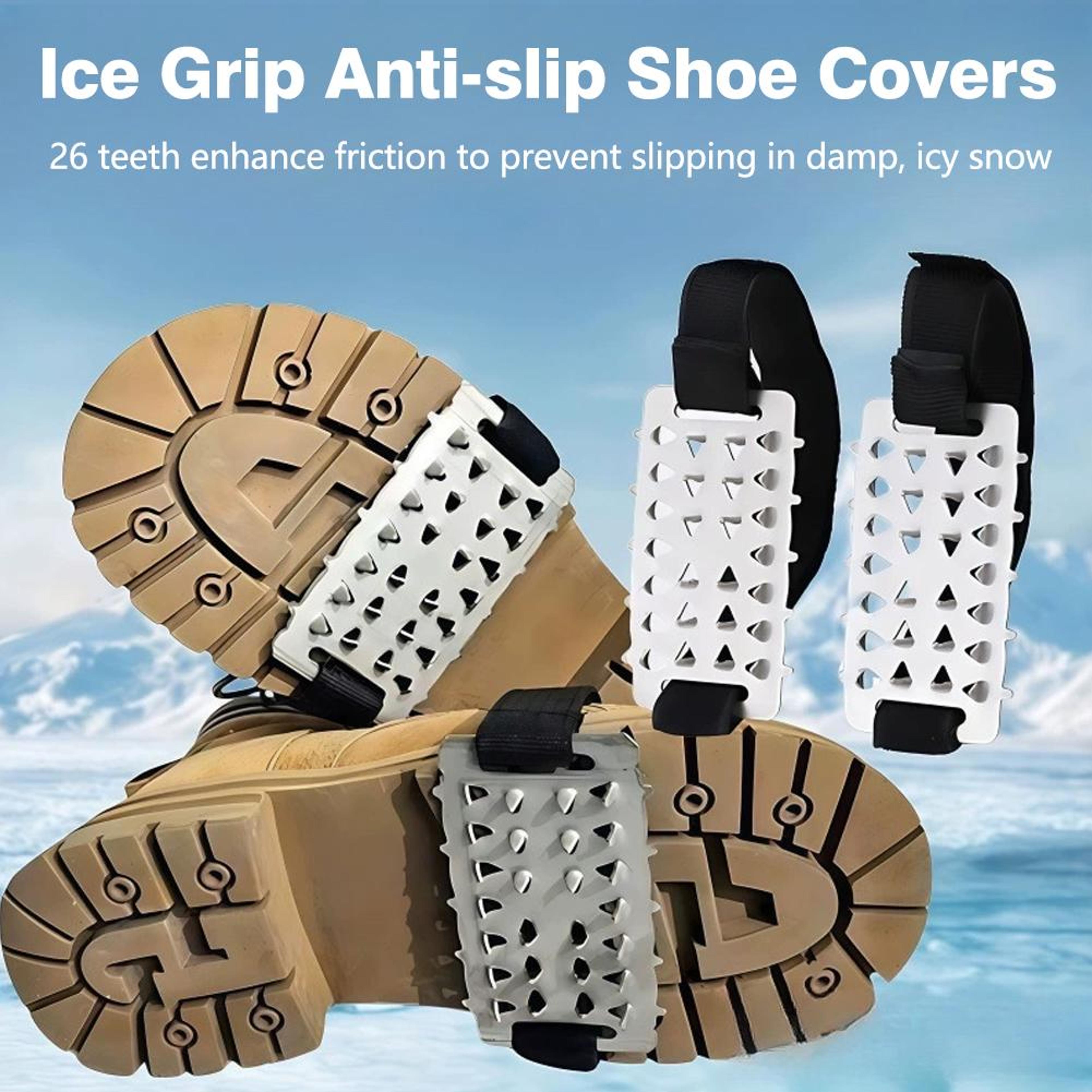 adjustable stainless steel snow claw ice grippers, heavy-duty winter grips for climbing, walking, driving