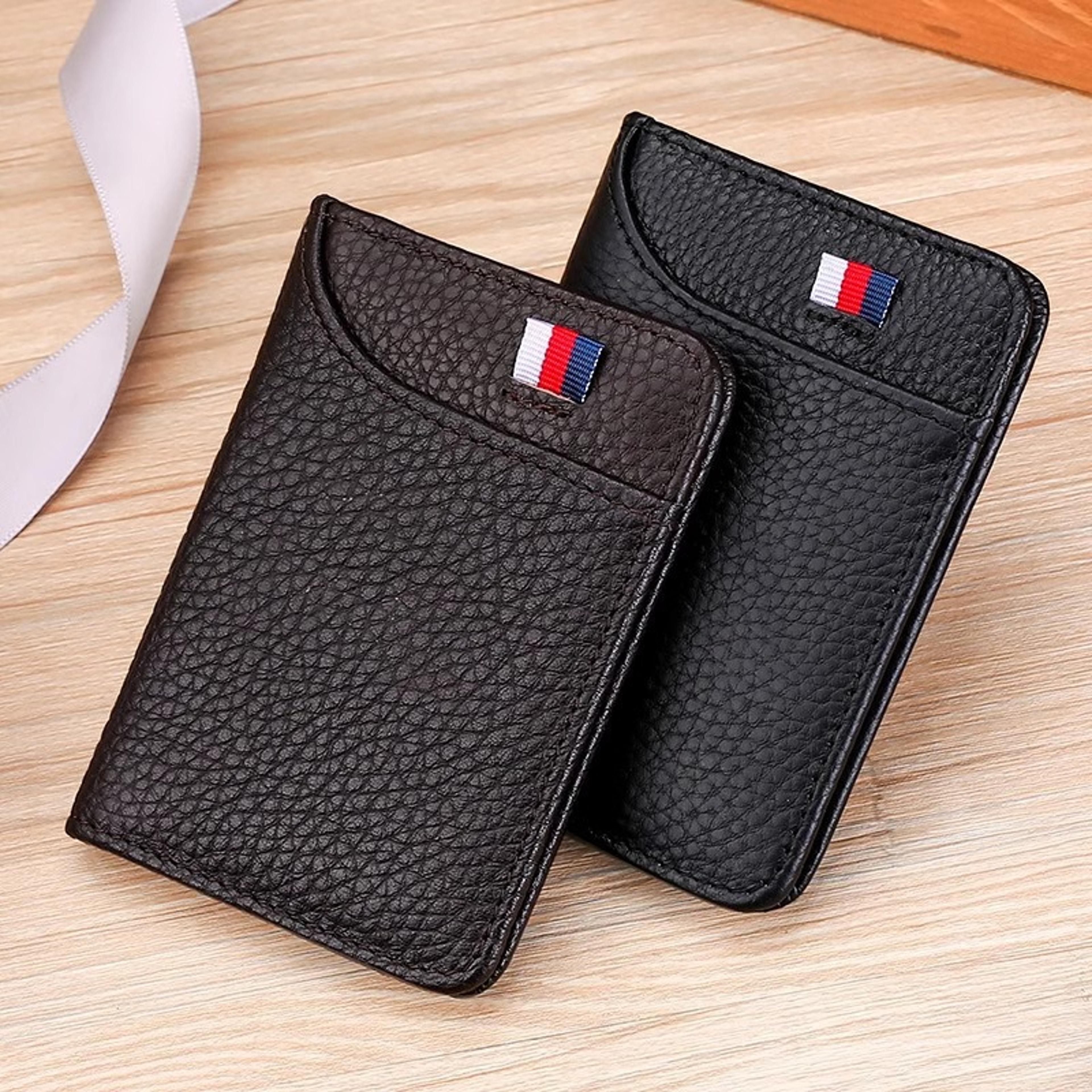 ultra-thin leather case for card holder men, multi-card slot, driver's license case