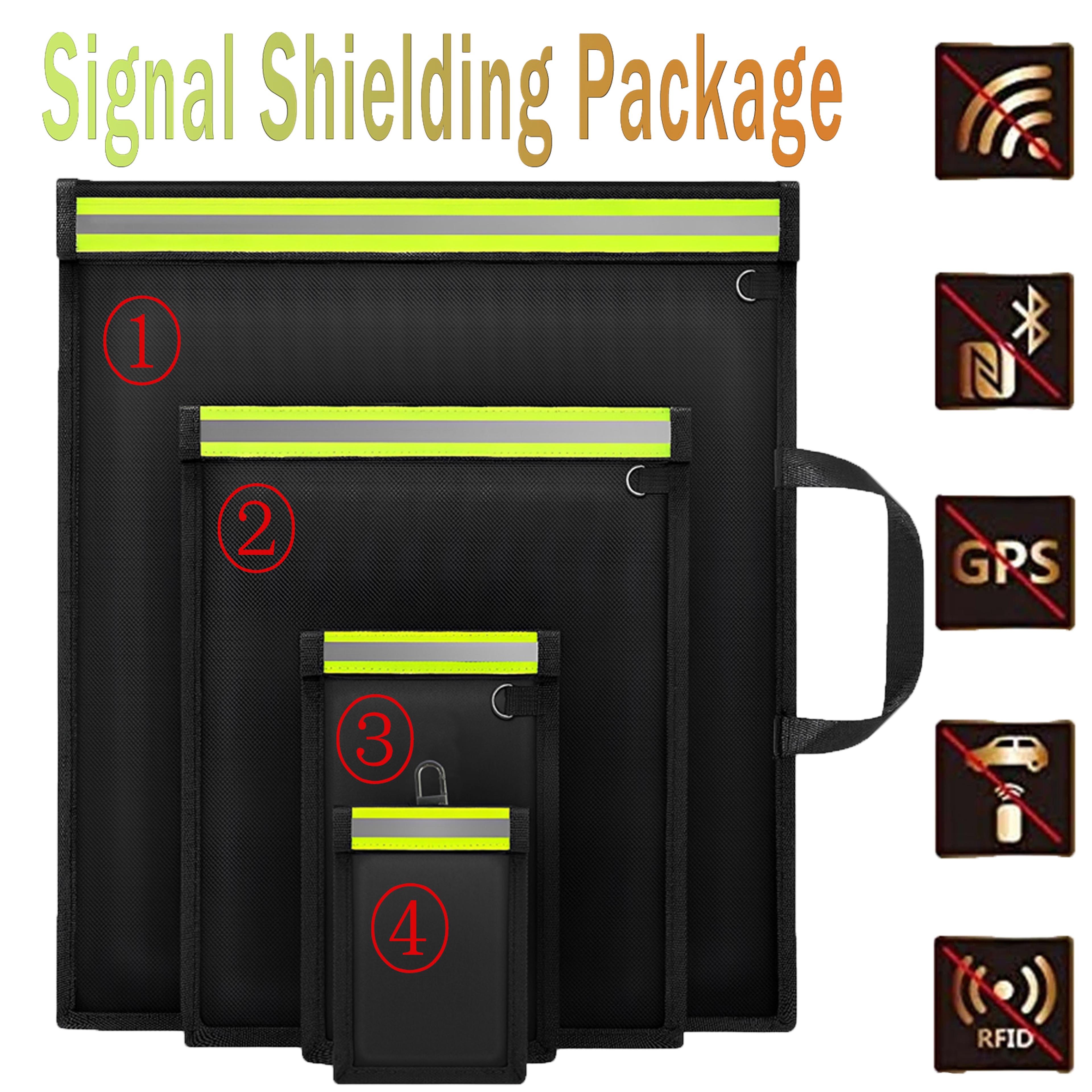 rfid faraday bag, anti-tracking signal blocker for phone and keys, reflective pouch