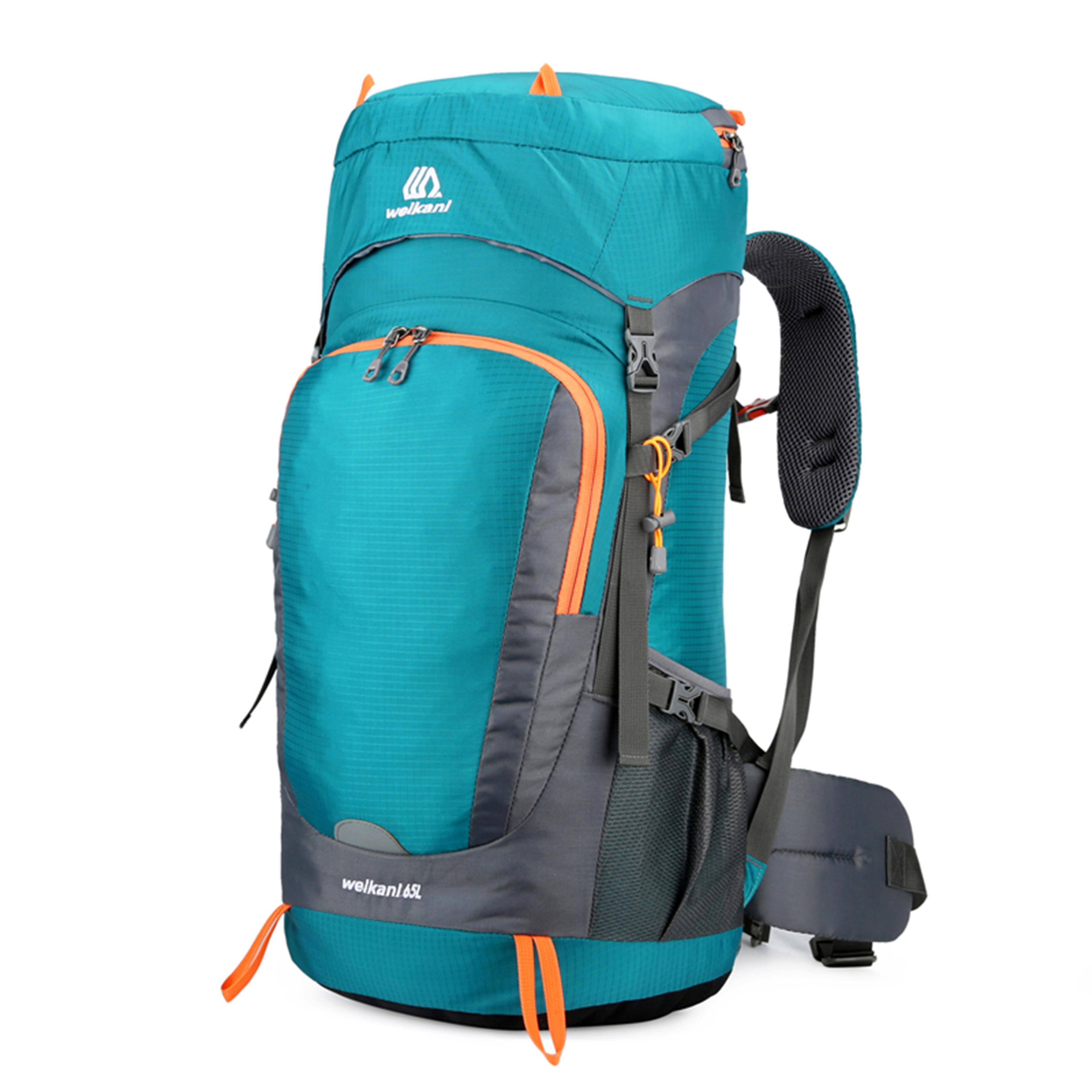 durable hiking backpack with rain cover, perfect for camping, climbing, and outdoor travel