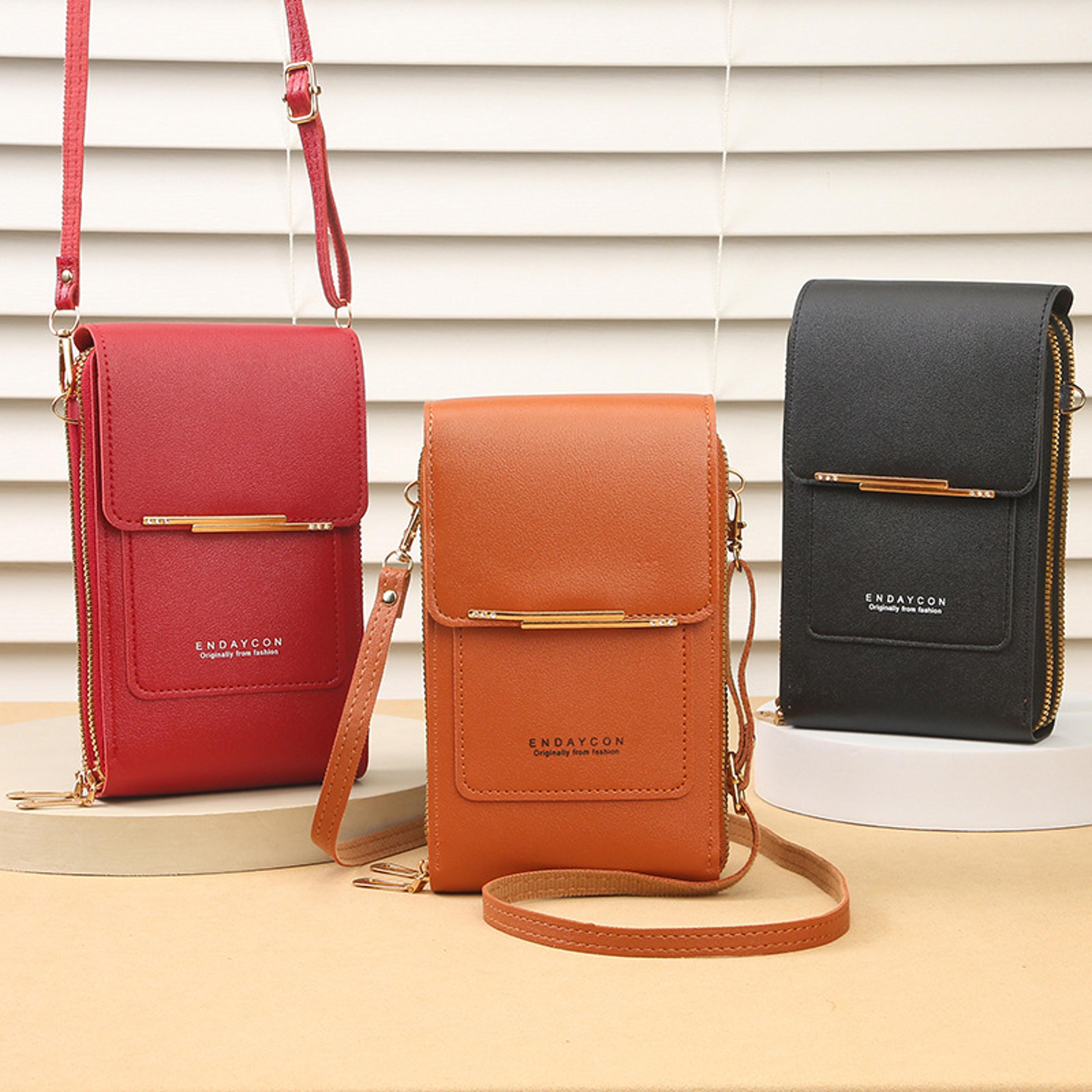 cell phone bag with touch screen lock, crazy bag women's crossbody shoulder card holder