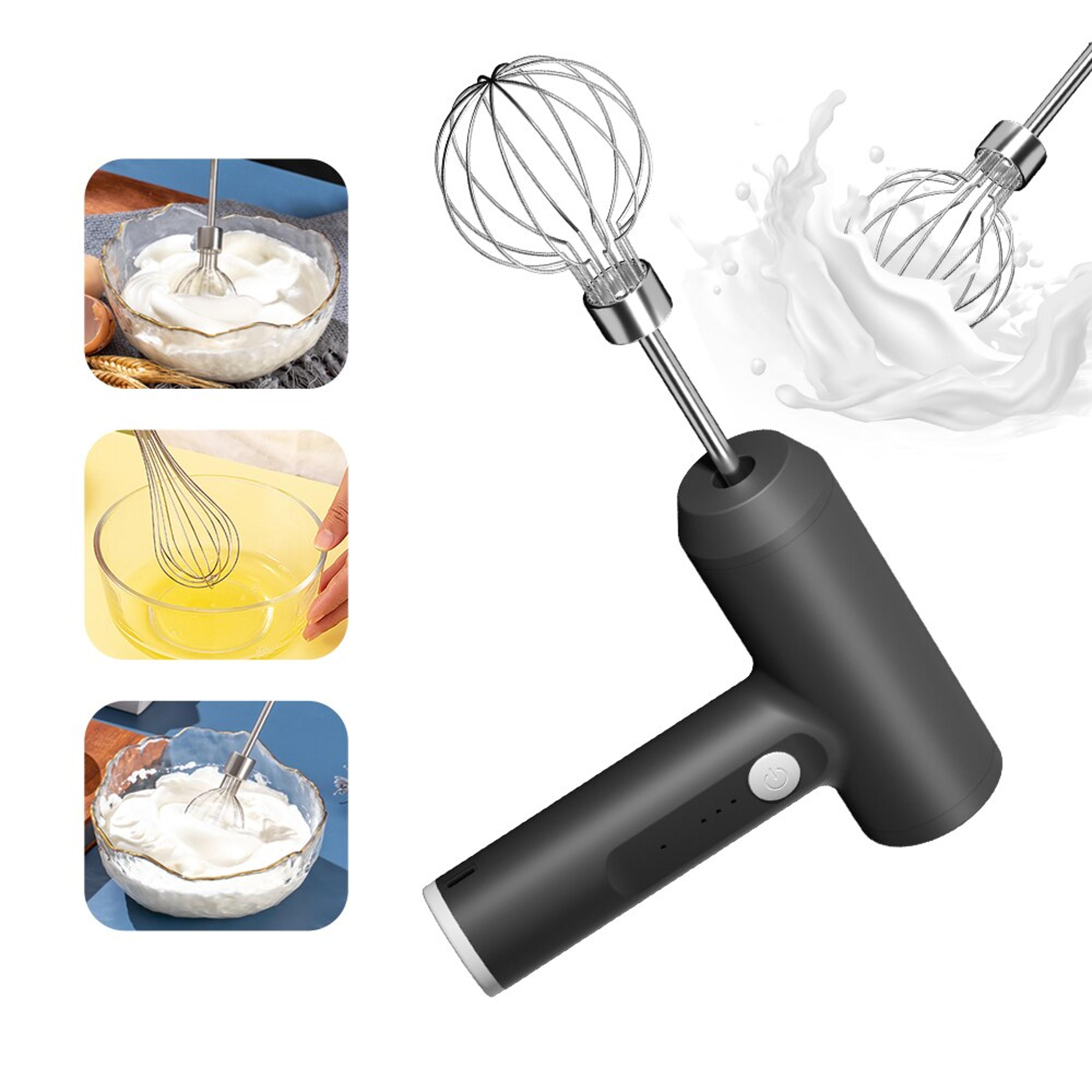 portable wireless electric food mixer, 3 speeds egg beater for cake & dough