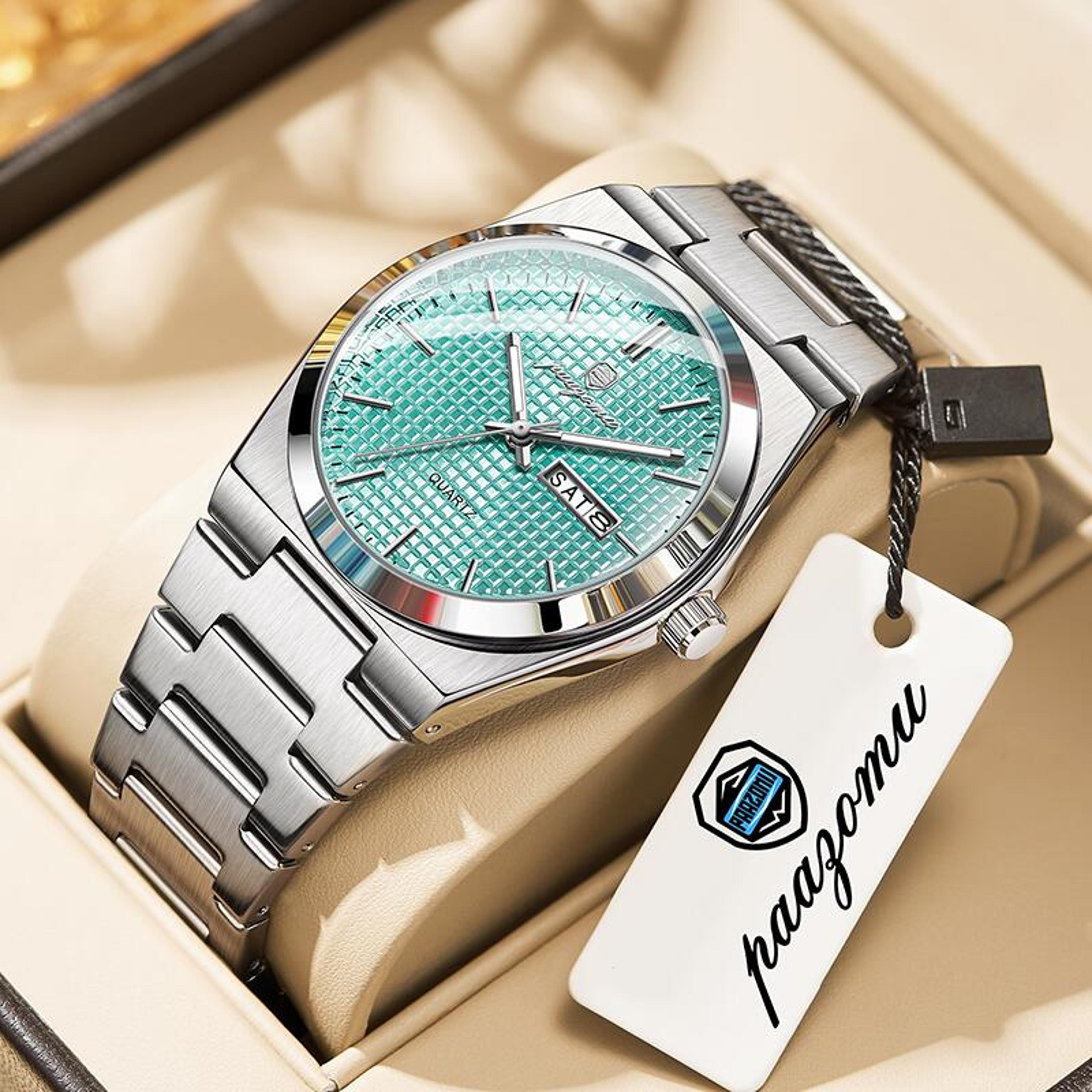 luxury men clock fashion, waterproof chronograph date watch, original luminous leather quartz watch for men