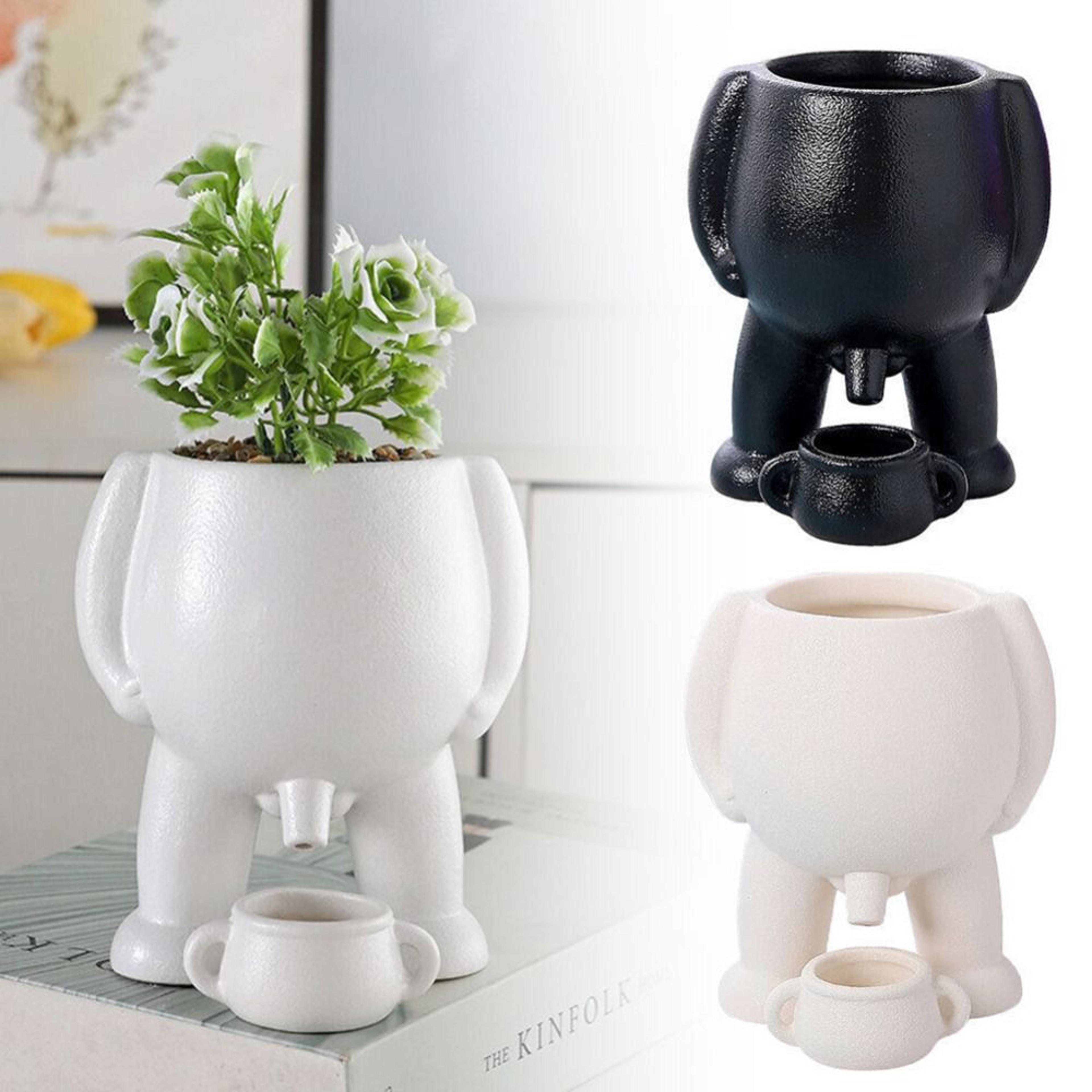 creative piss pot shape flower pots, funny resin figure vases with drainage for home office decor