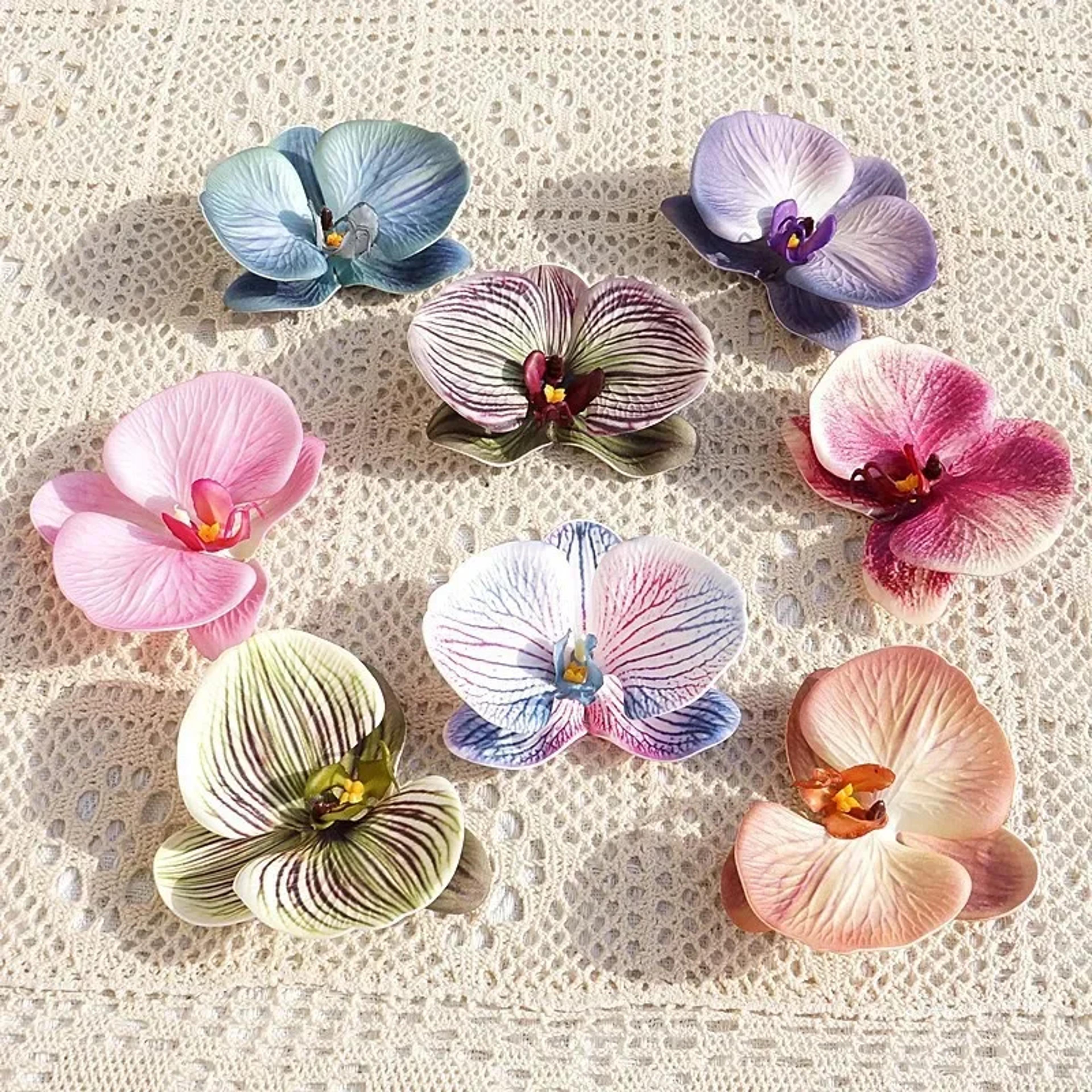 silicone cotton big butterfly orchid head artificial flower wedding souvenir gift box decor
