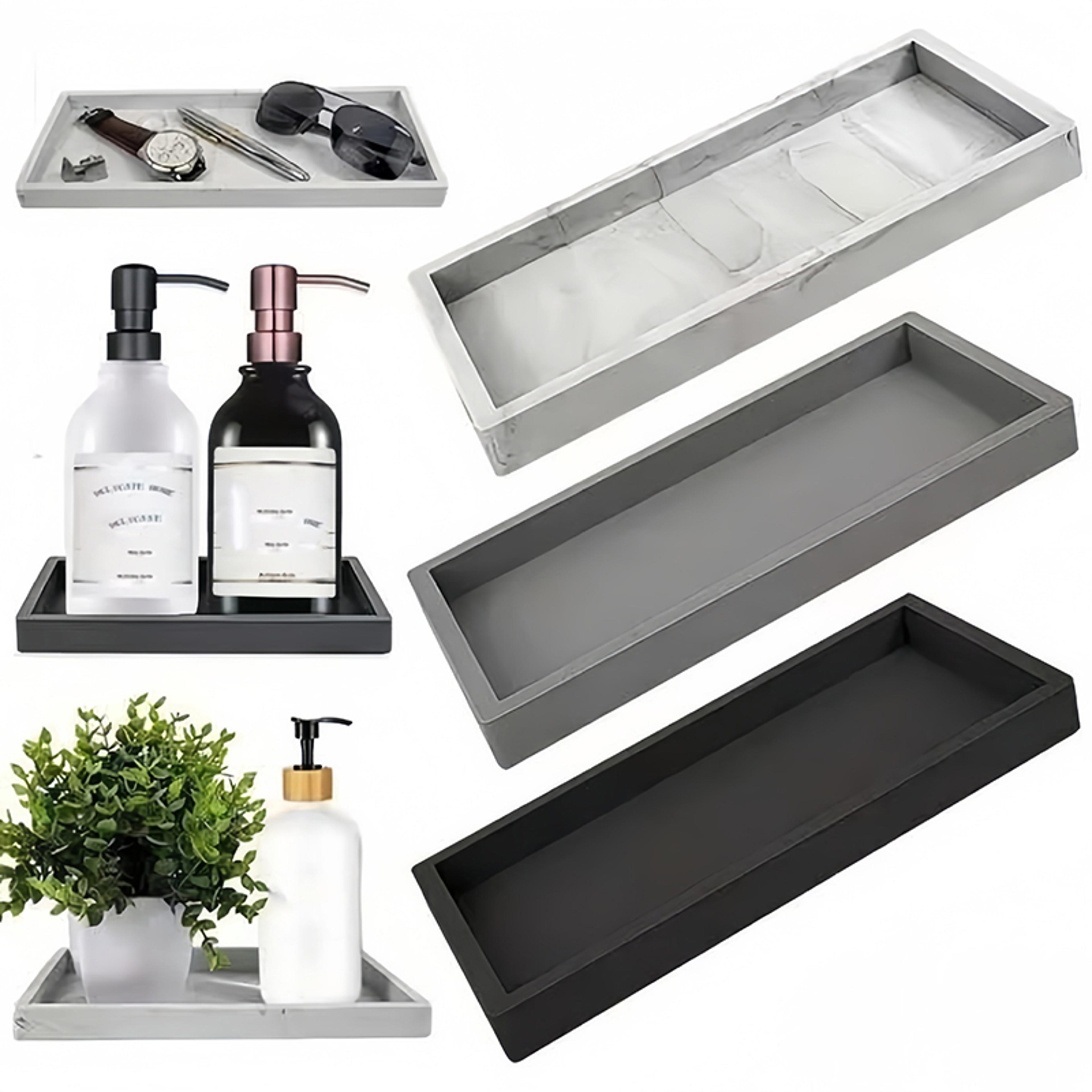 vanity storage tray for dish soap, perfume, candle, silicone soap dispenser tray for bathroom countertop