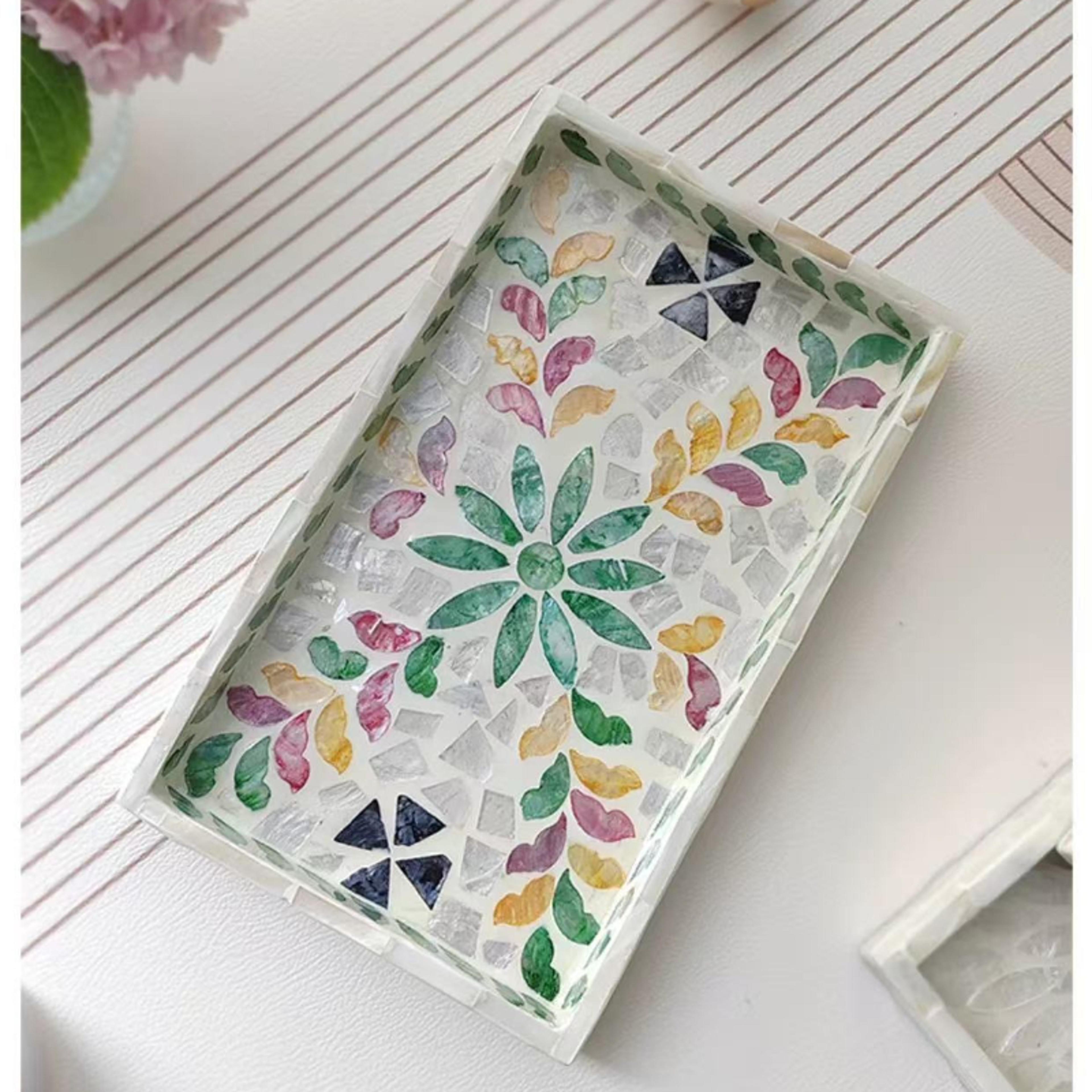 colorful rectangular shell tray, decorative storage board, stylish container