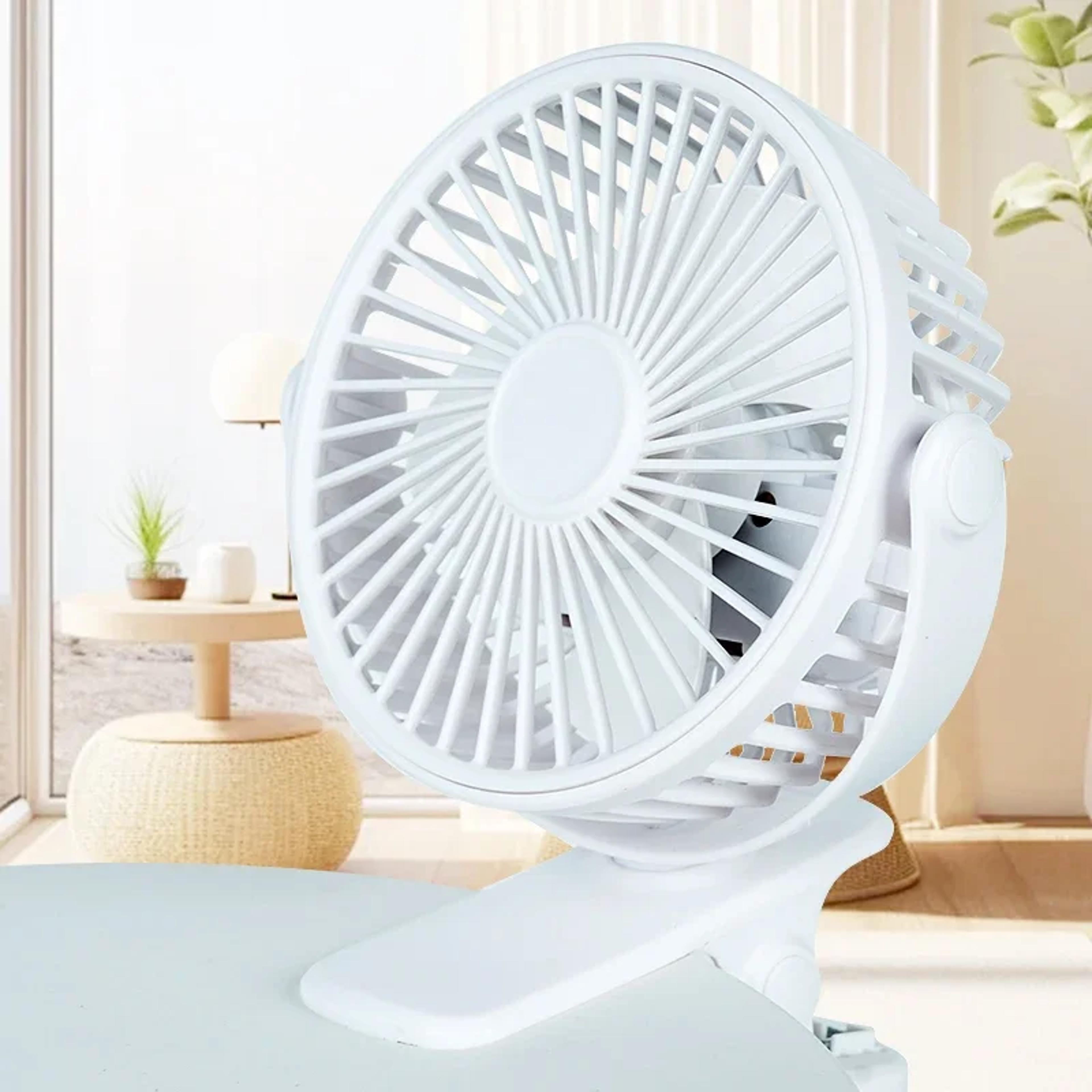clip-on type usb rechargeable table fan, portable mini desk fan with night light