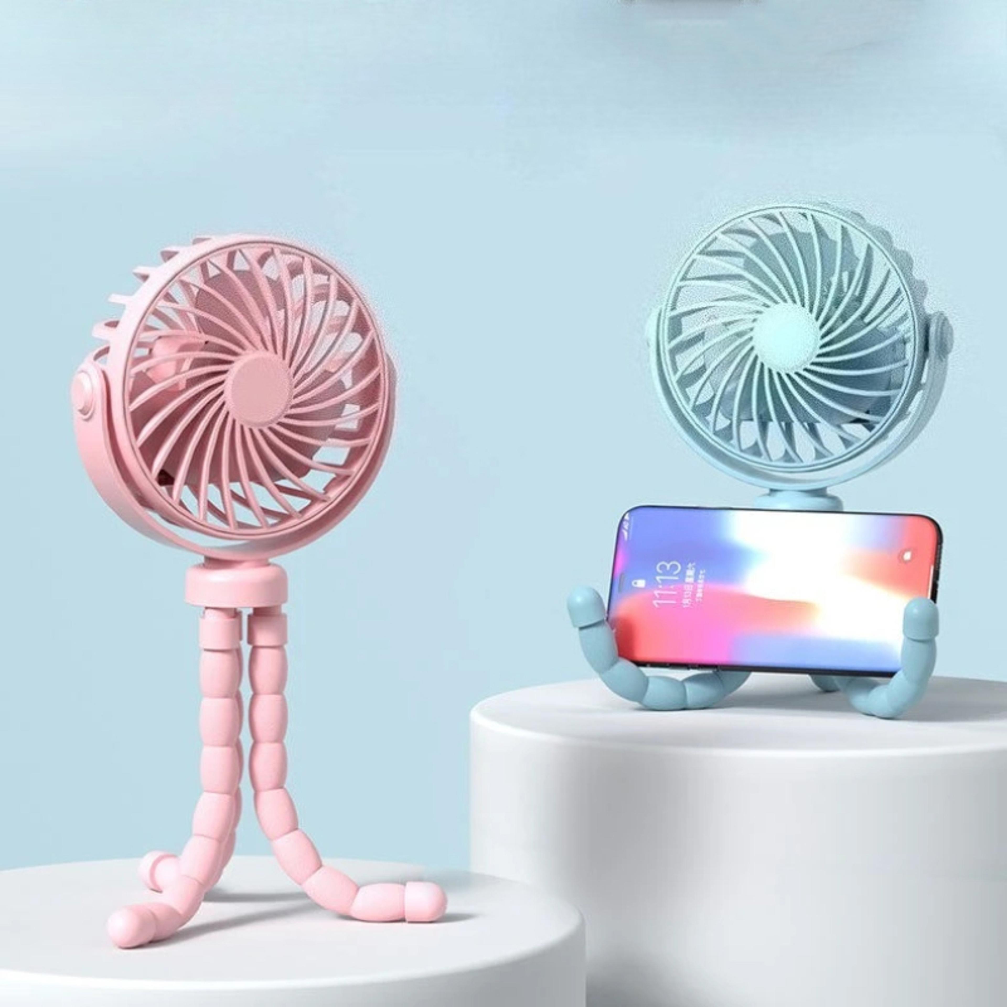 portable usb charging octopus stand fan, multi-functional stroller handheld mini fan, folding fan for outdoor use