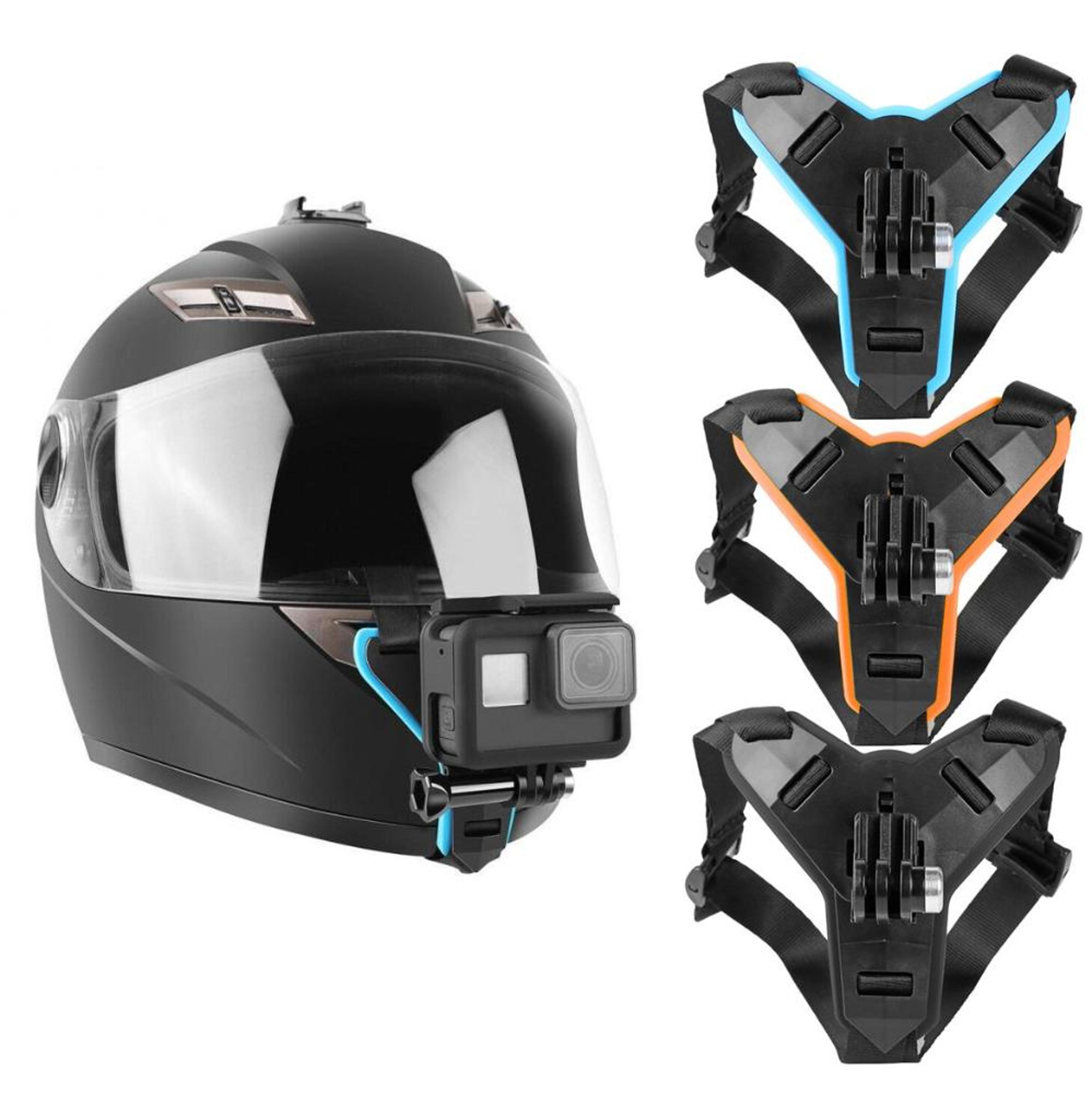 mount helmet chin stand, sports holder camera helmet straps, motorcycle full face for gopro hero