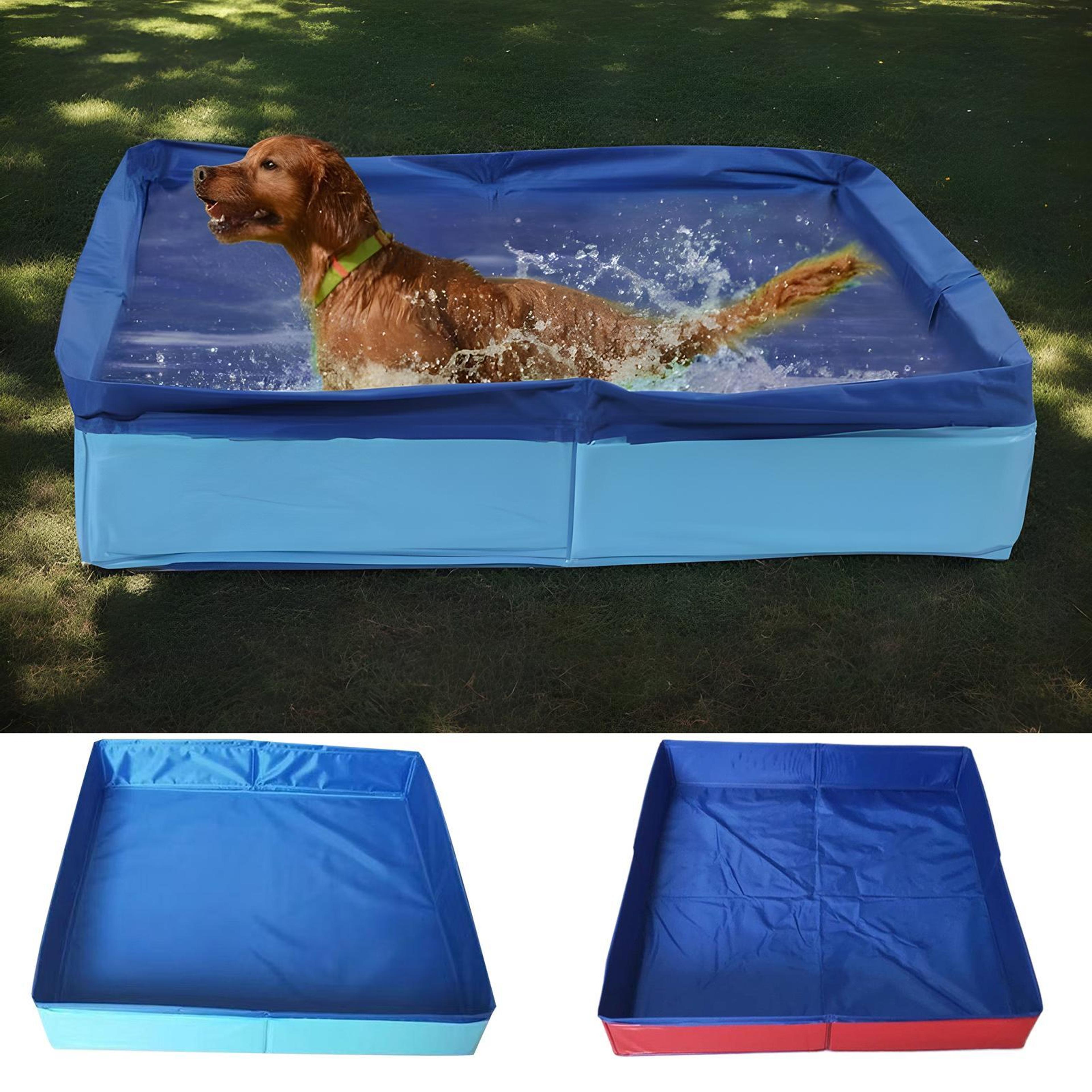 pet puppy bathing tub for puppy cats, dog kiddie pool pvc folding swimming pool non-inflatable save space