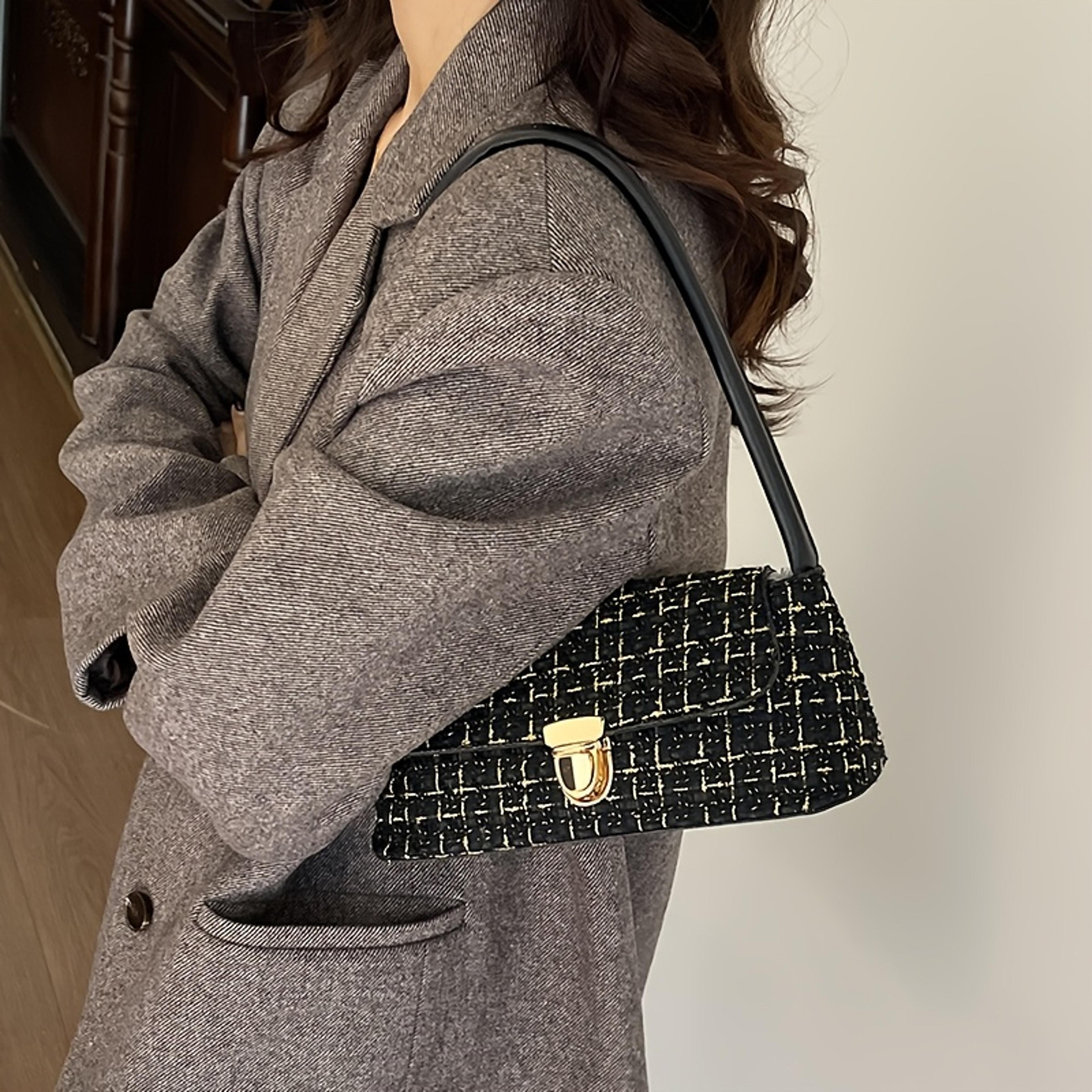 fashionable minimalist buckle shoulder bag, stylish handbag for women and girls