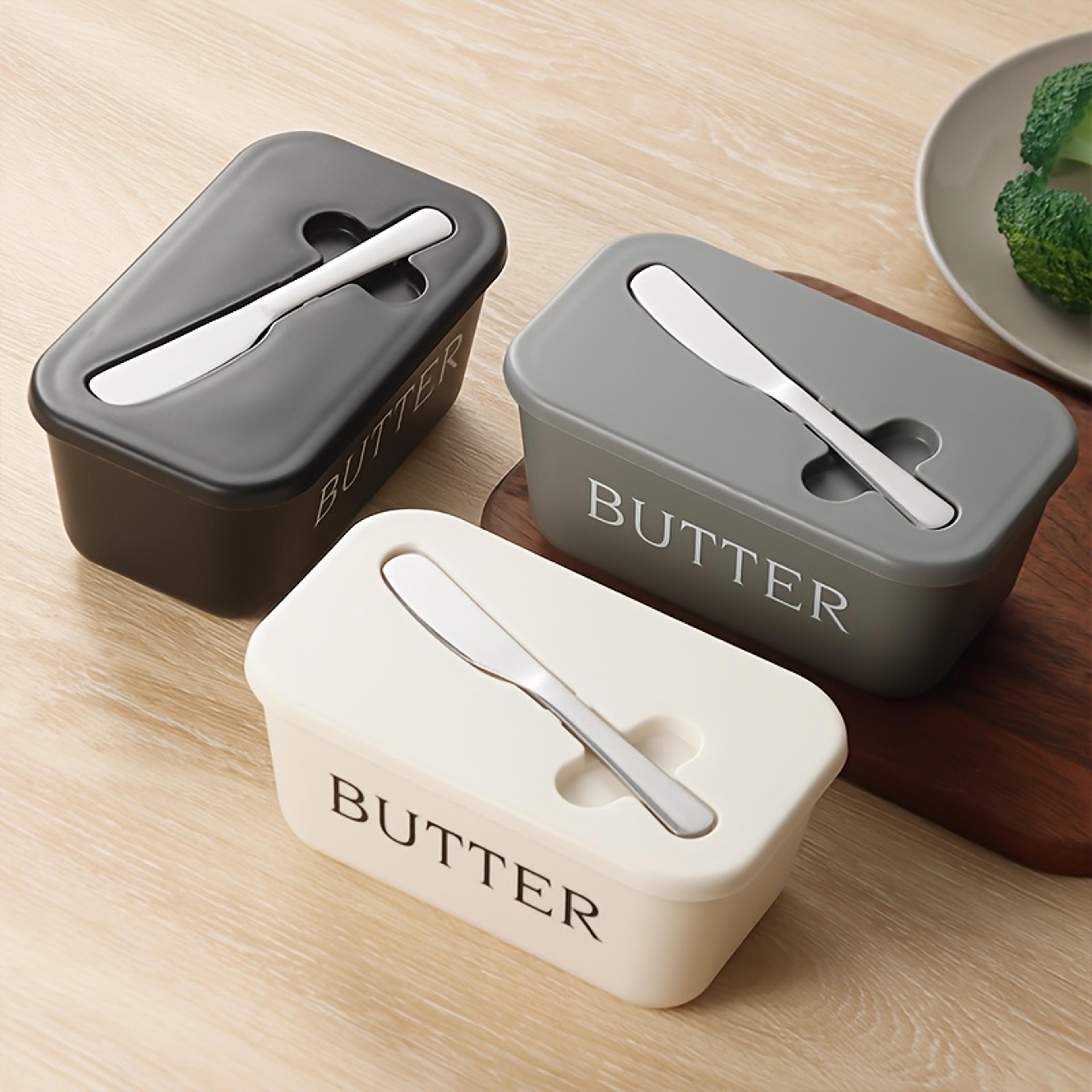 simple butter container box with knife, restaurant sealed storage box, butter slicer, cheese box with knife, butter dish