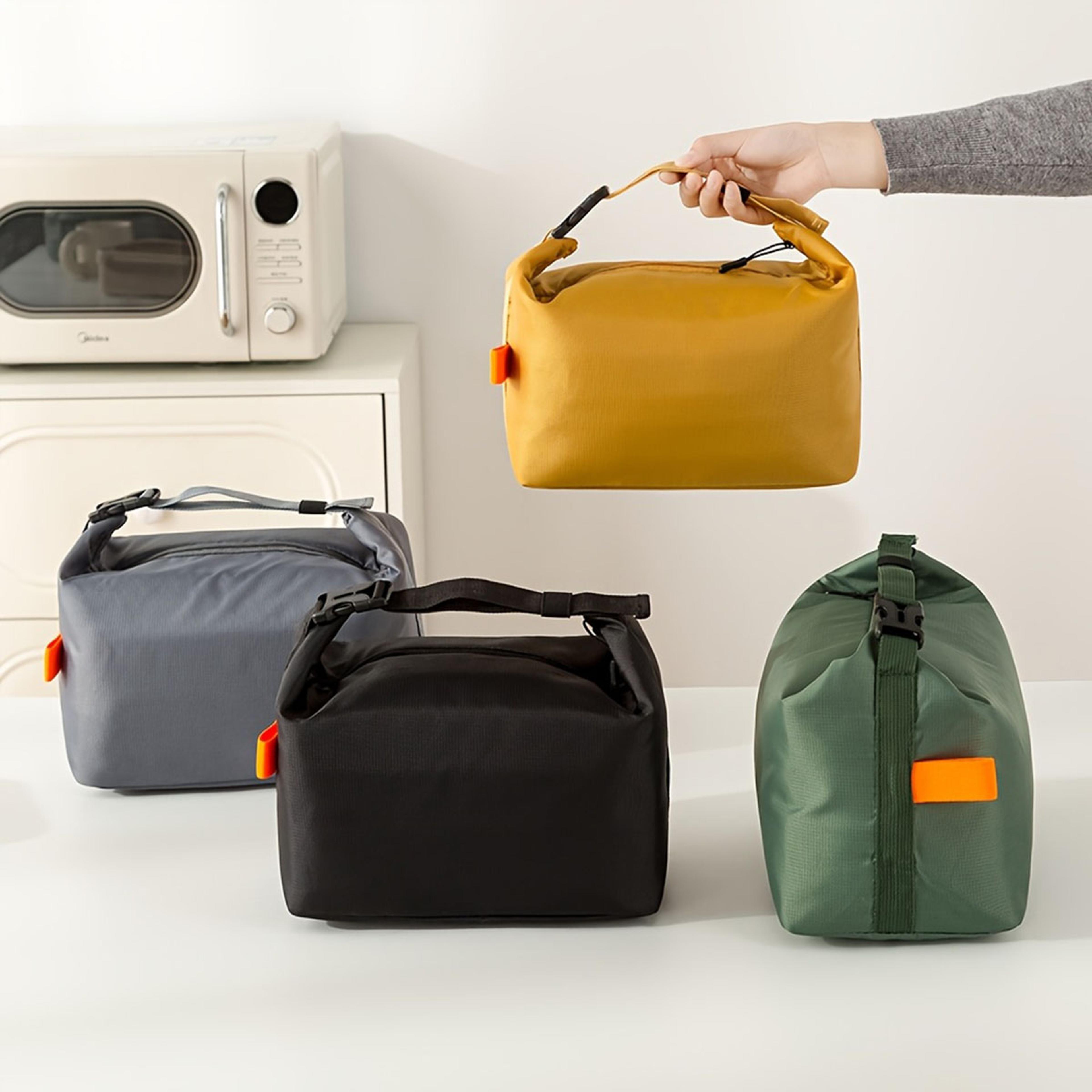 thickened aluminum foil oxford cloth non-food contact insulated lunch bag, solid-color foldable portable design