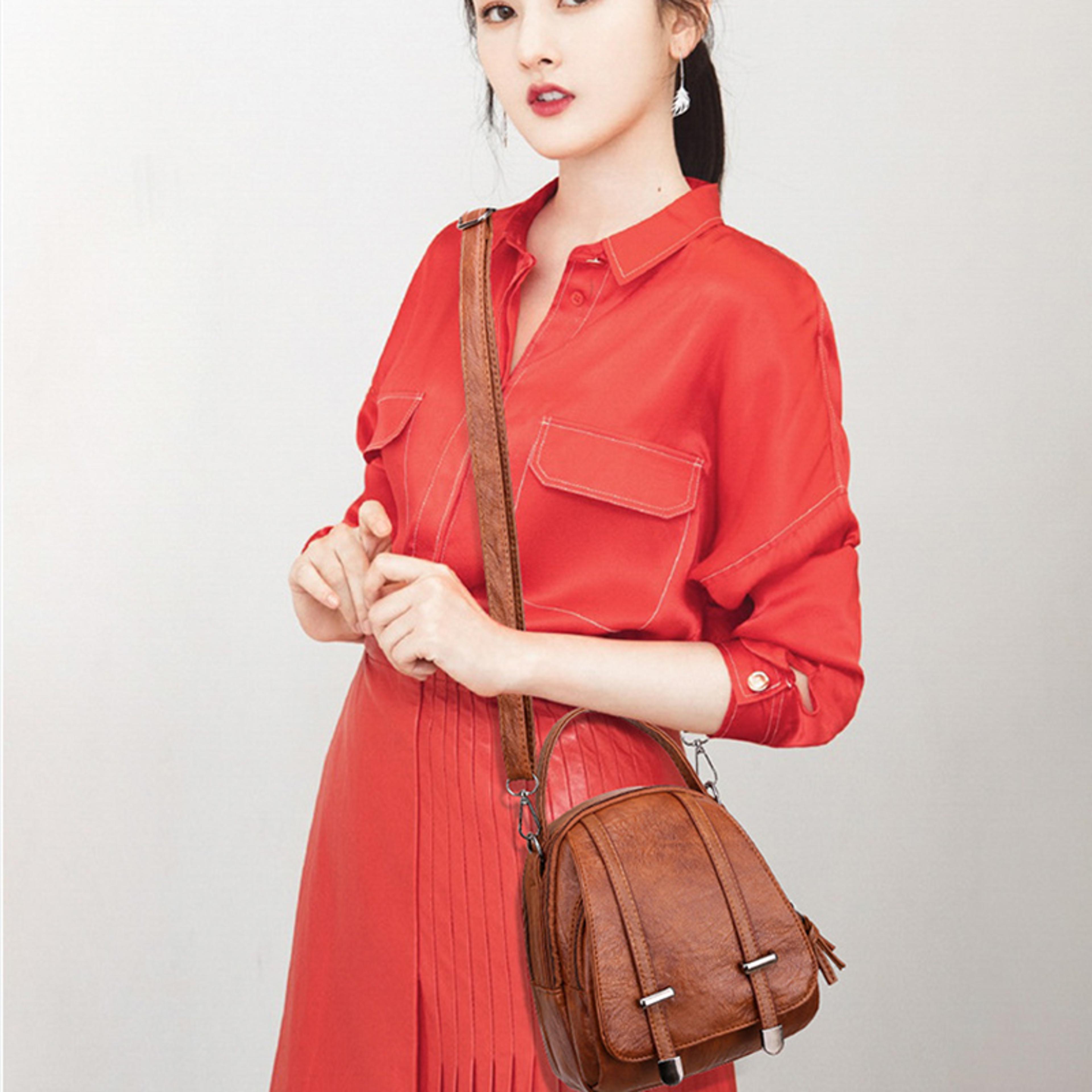 vintage fashion crossbody bag for women, multi-functional soft pu leather small shoulder bag, female purse cell phone