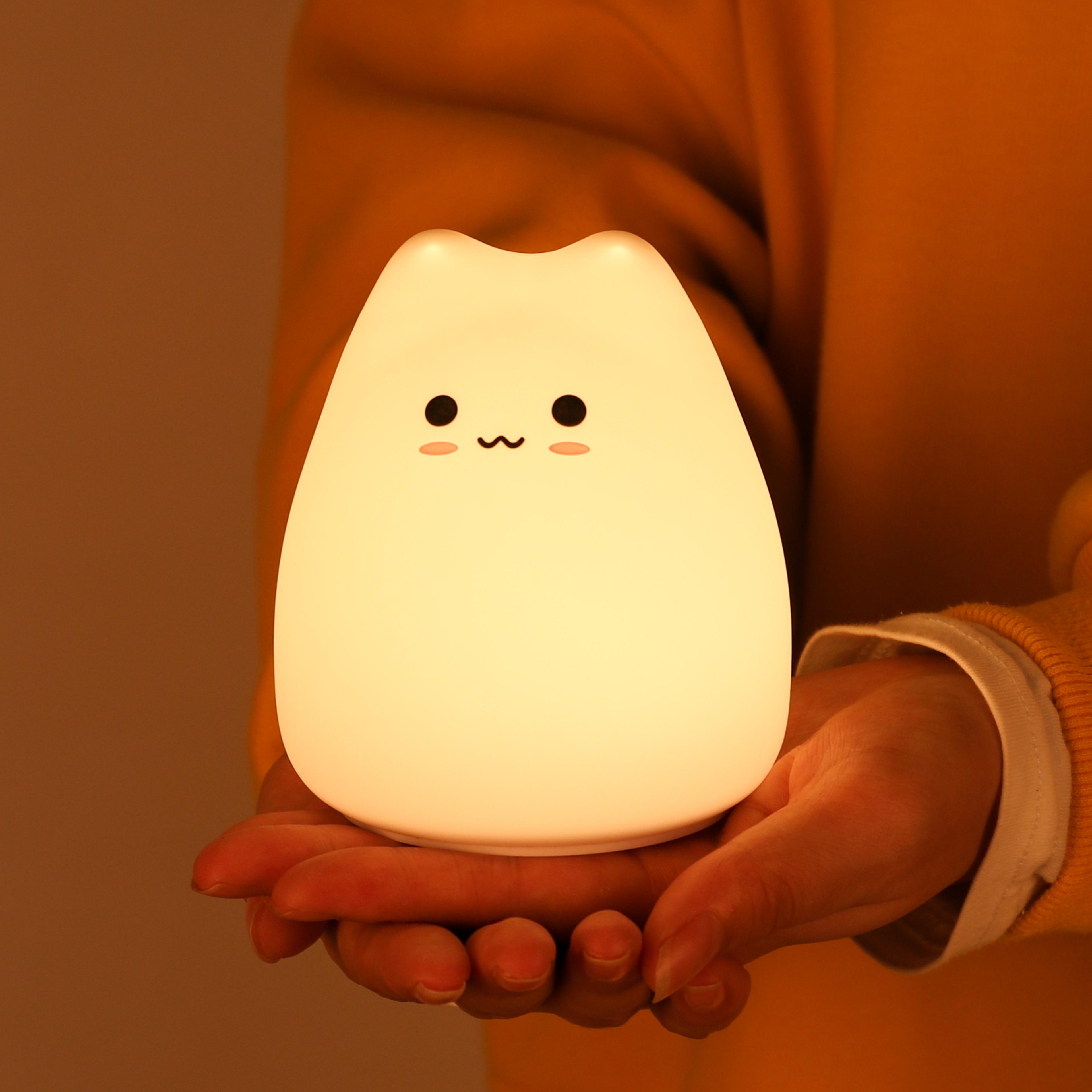 cat baby night lamp, touch activated, eye protection bedside light for kids