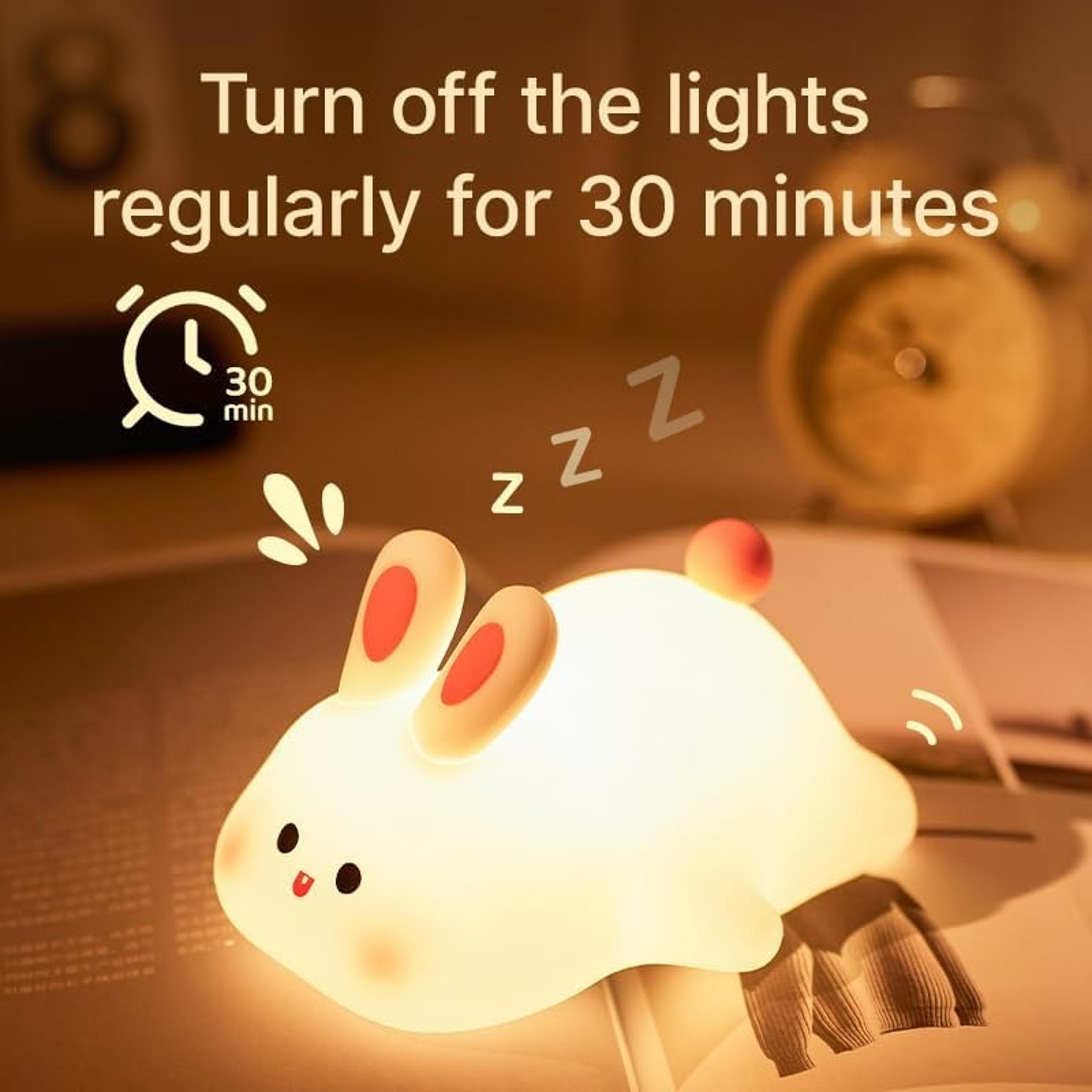 new led silicone rabbit night light, usb rechargeable, perfect for children toys & christmas atmosphere