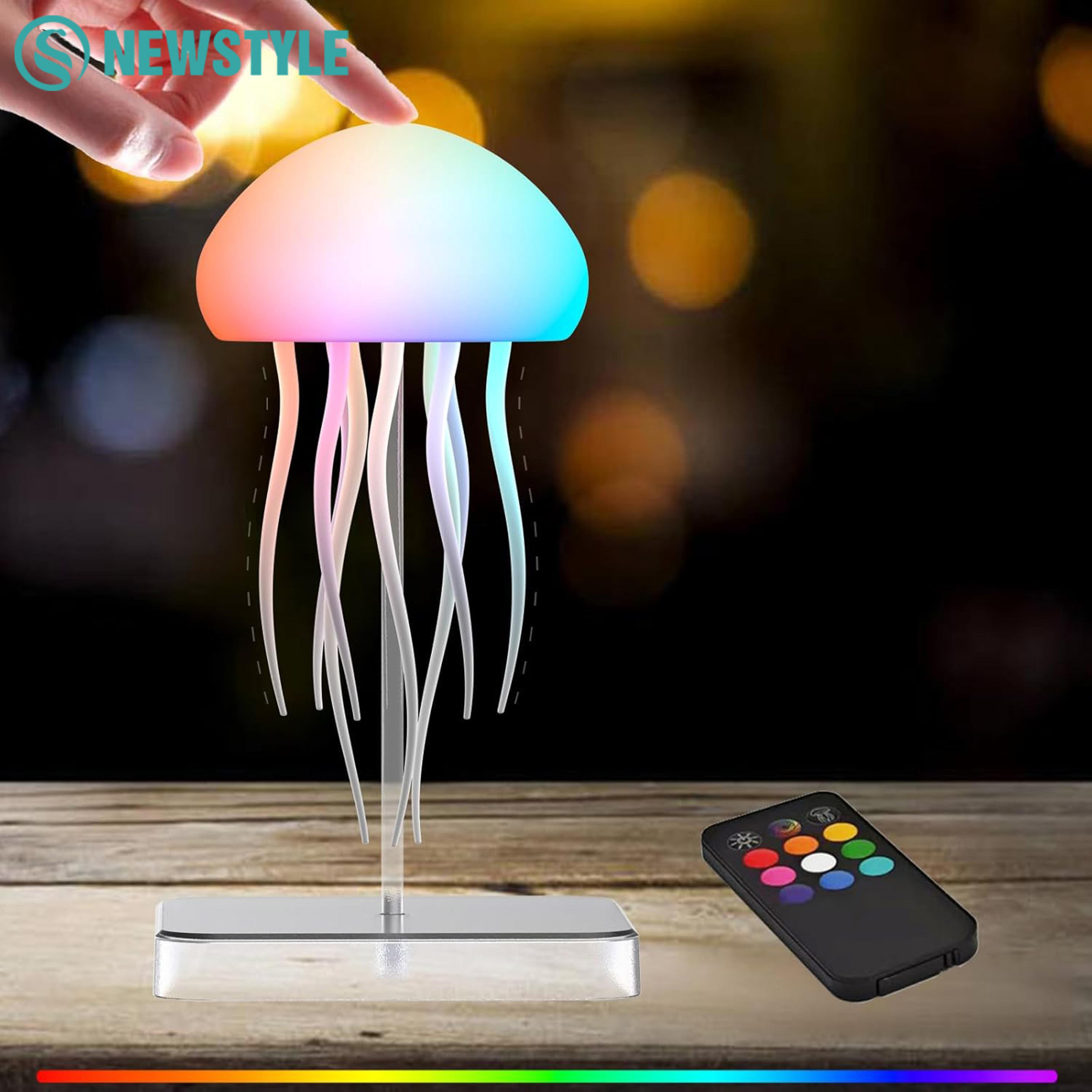rechargeable rgb gradient jellyfish night light with remote control, bedside lamp for christmas gifts