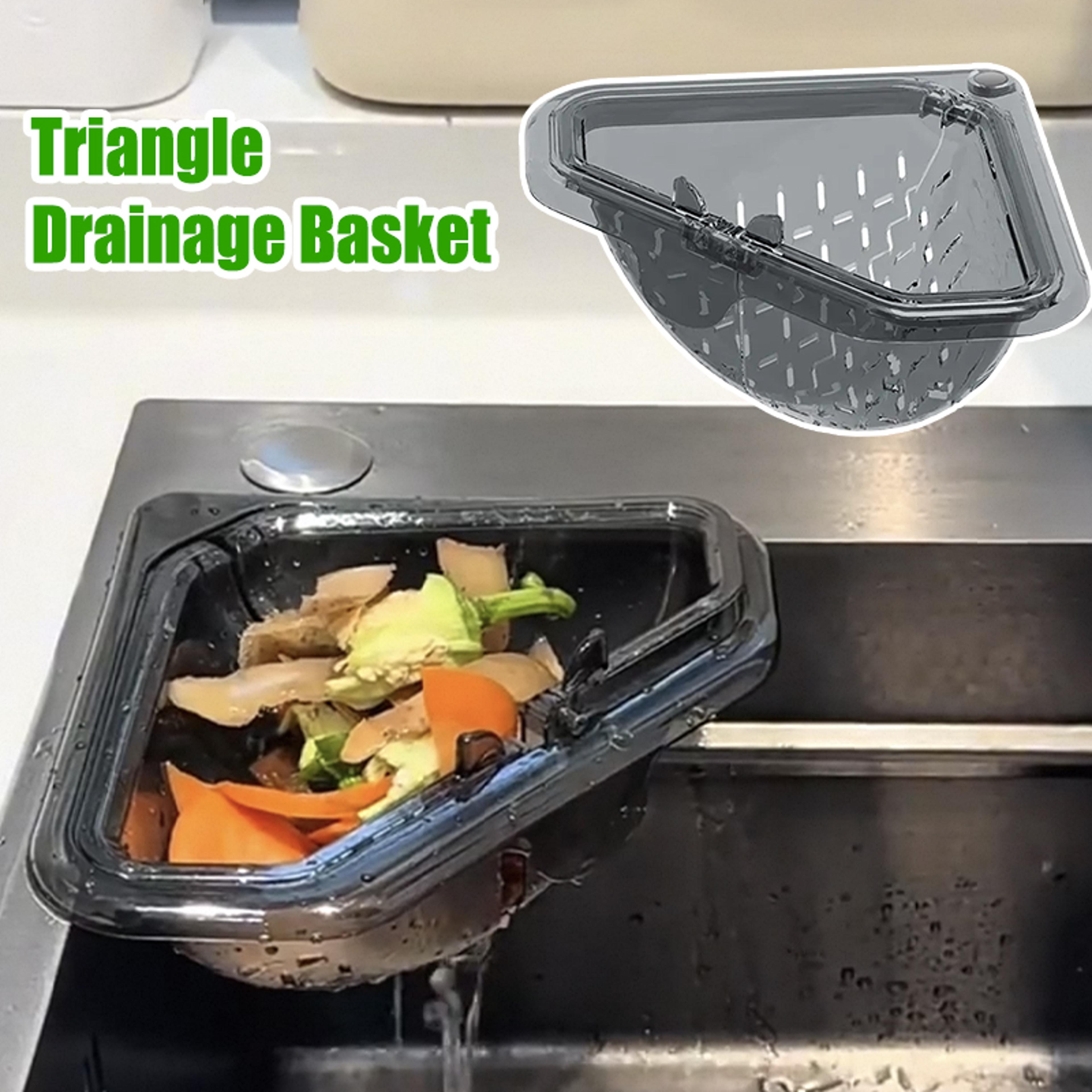 magnetic suction corner sink strainer, space-saving triangular kitchen sink filter for efficient draining