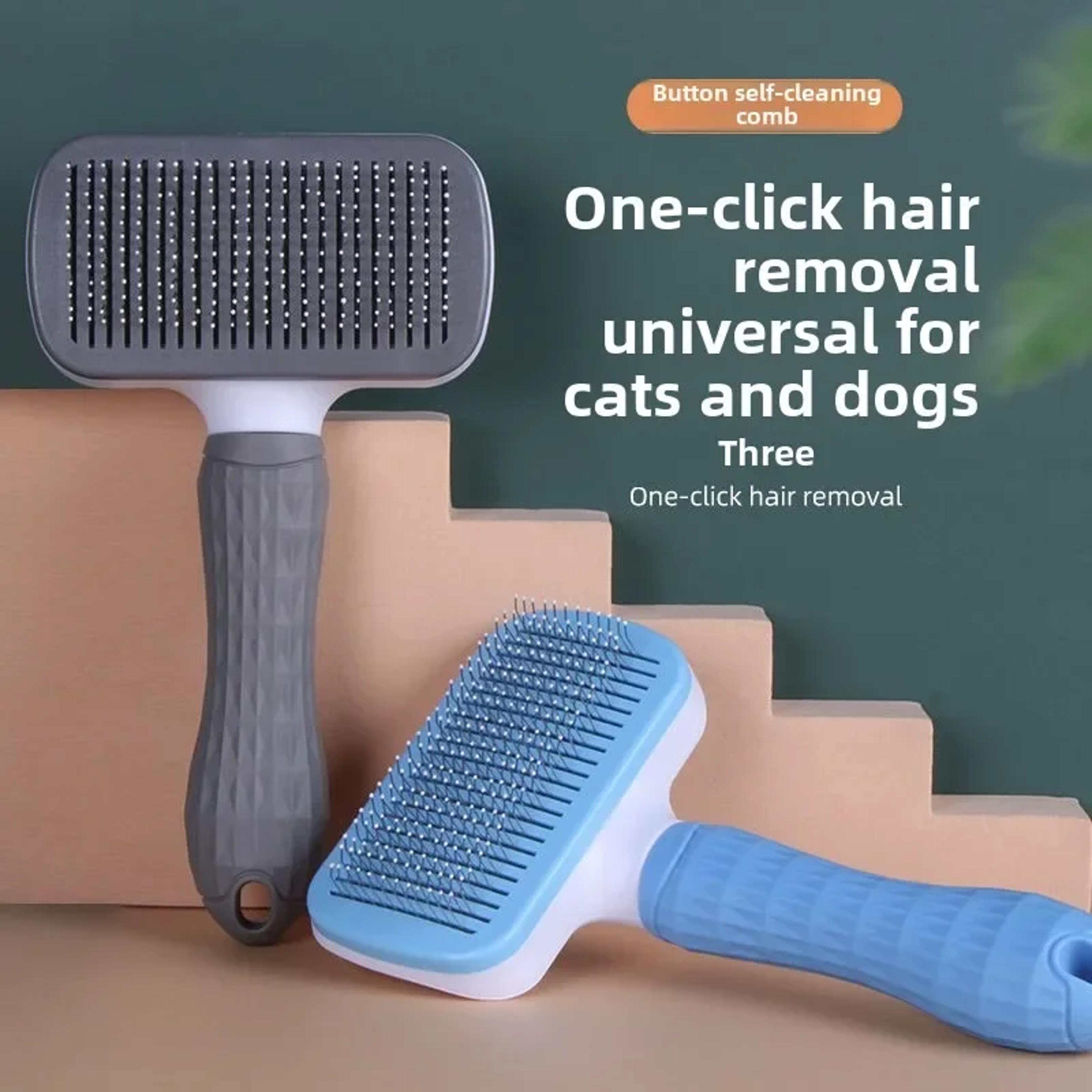 premium pet grooming brush for cats & dogs, non-slip hair removal comb