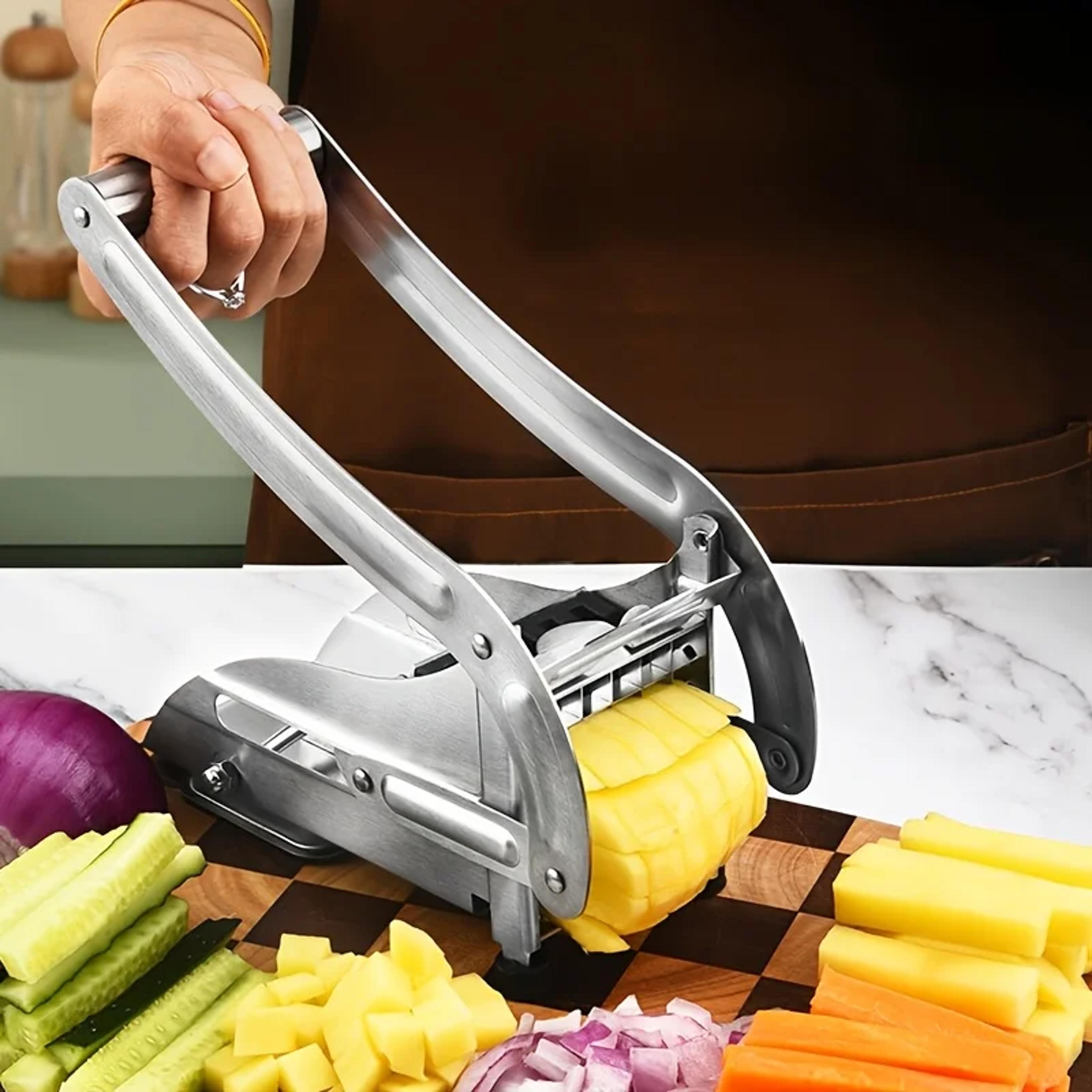 manual stainless steel vegetable slicer, multifunctional potato & cucumber cutter for perfectly sliced veggies