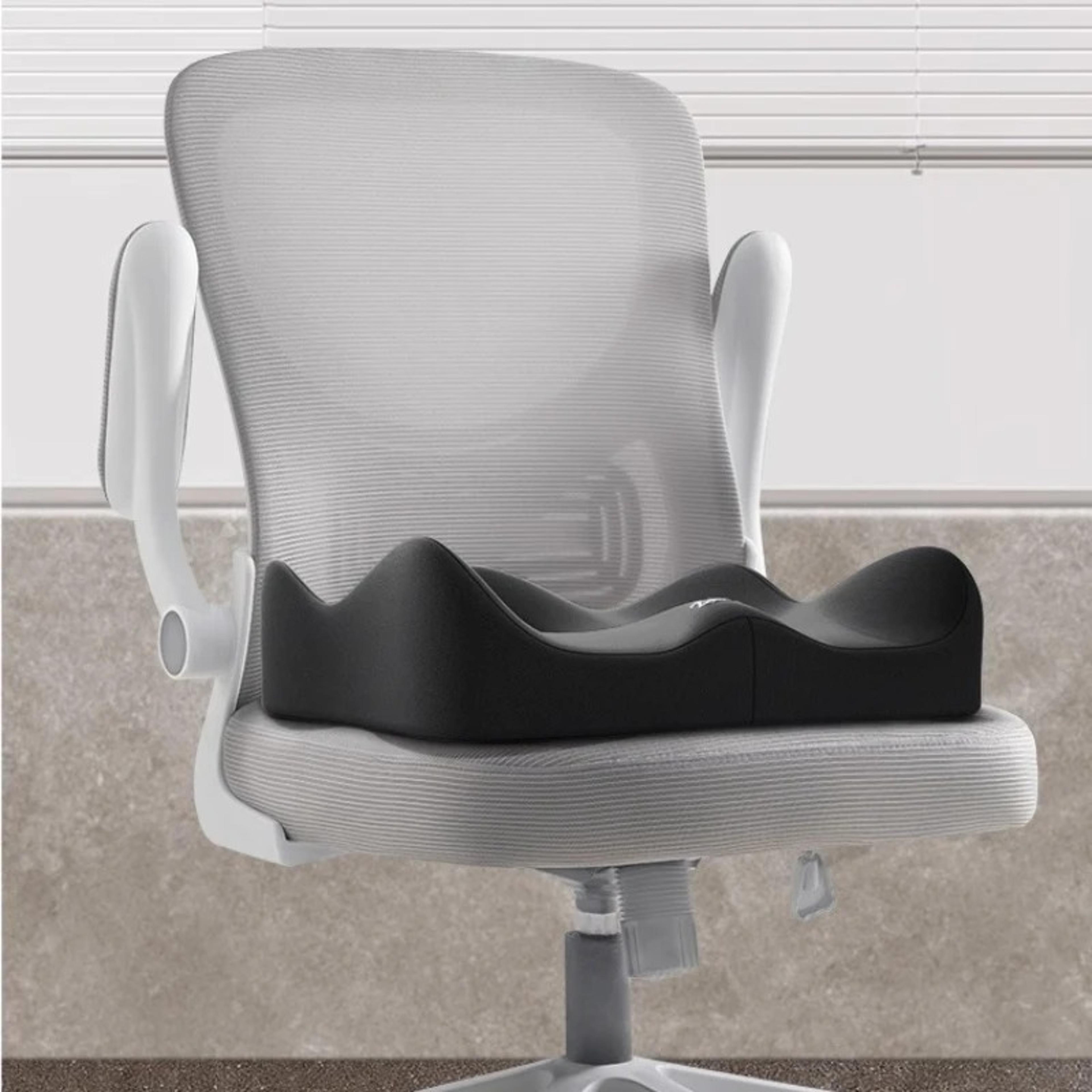 memory foam seat cushion, 3d ergonomic support, washable polyester, light green & grey for car/office comfort