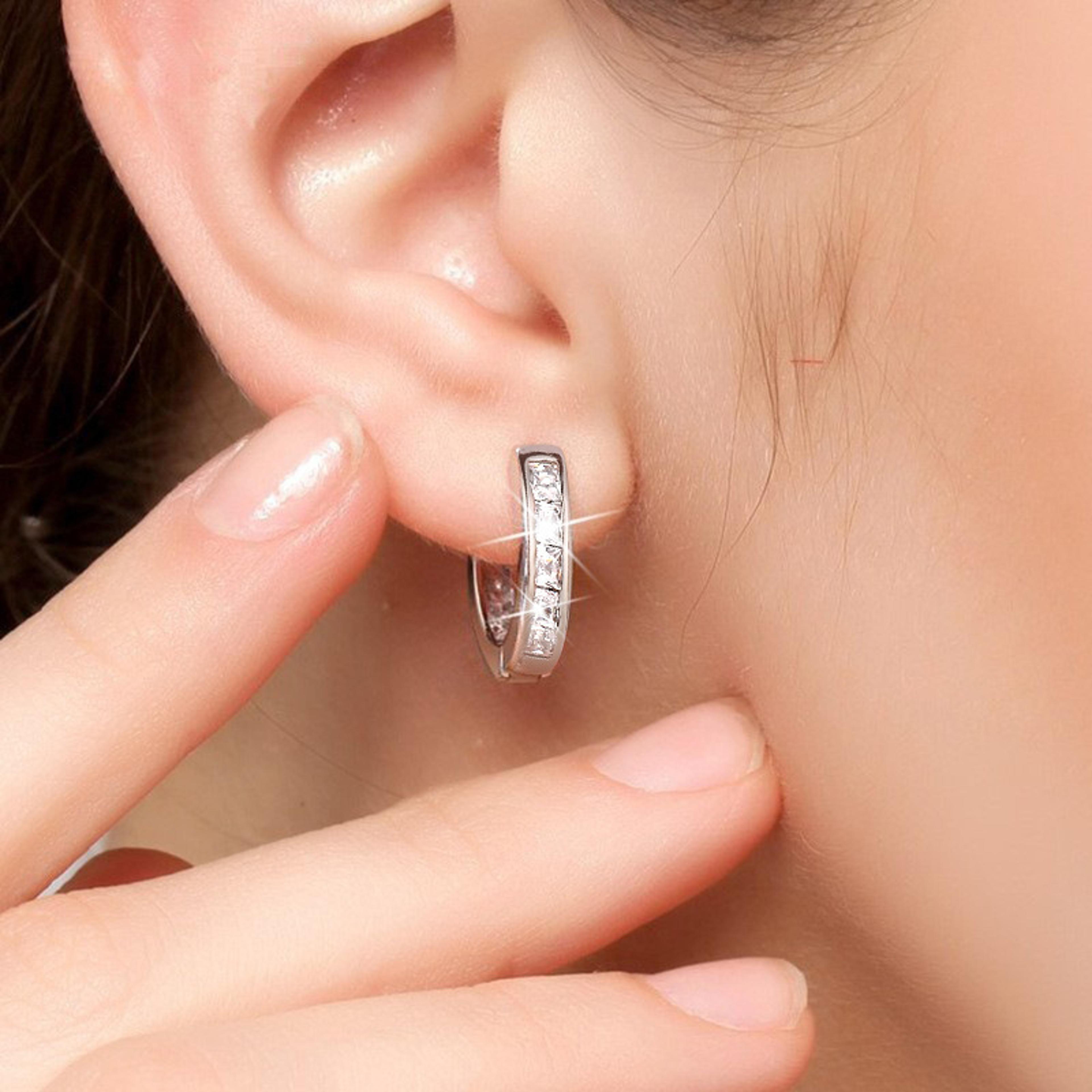 elegant sterling silver zircon earrings for women, fashionable round circle jewelry for birthdays & special occasions