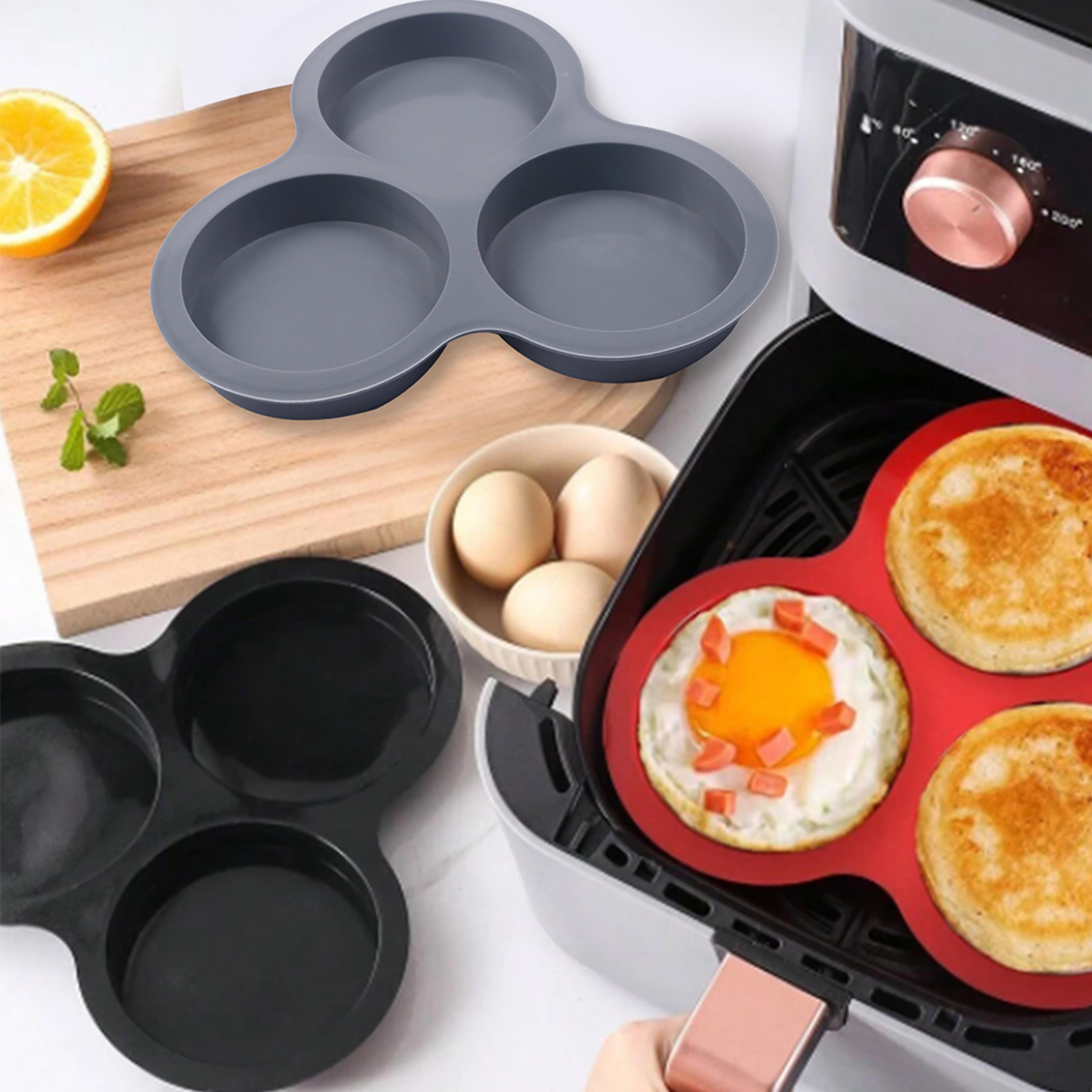 silicone egg mold for air fryer, reusable 3-cavity muffin cake mould for easy cooking
