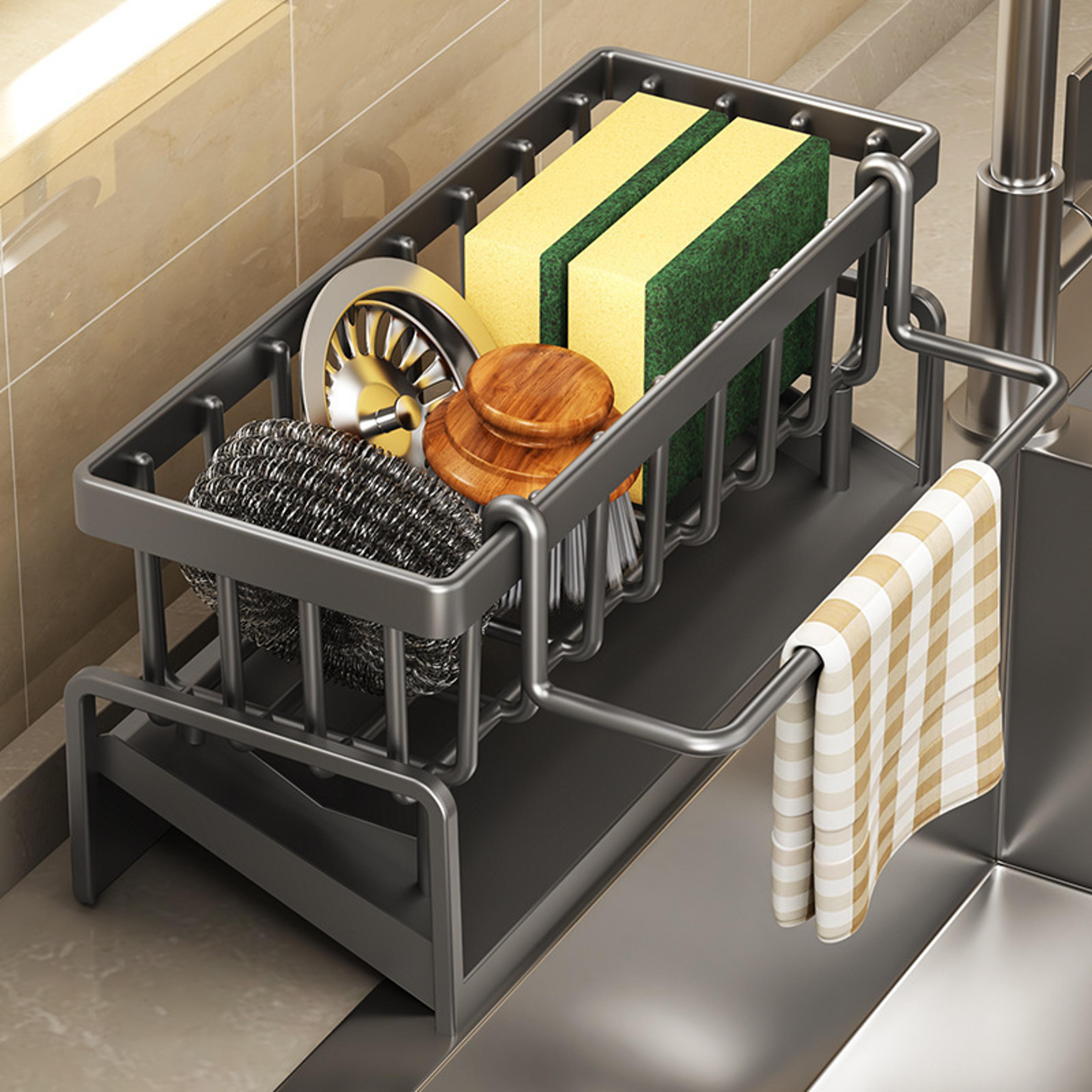 tap-mounted kitchen spice shelf with drainage rack, practical sink organizer for home storage