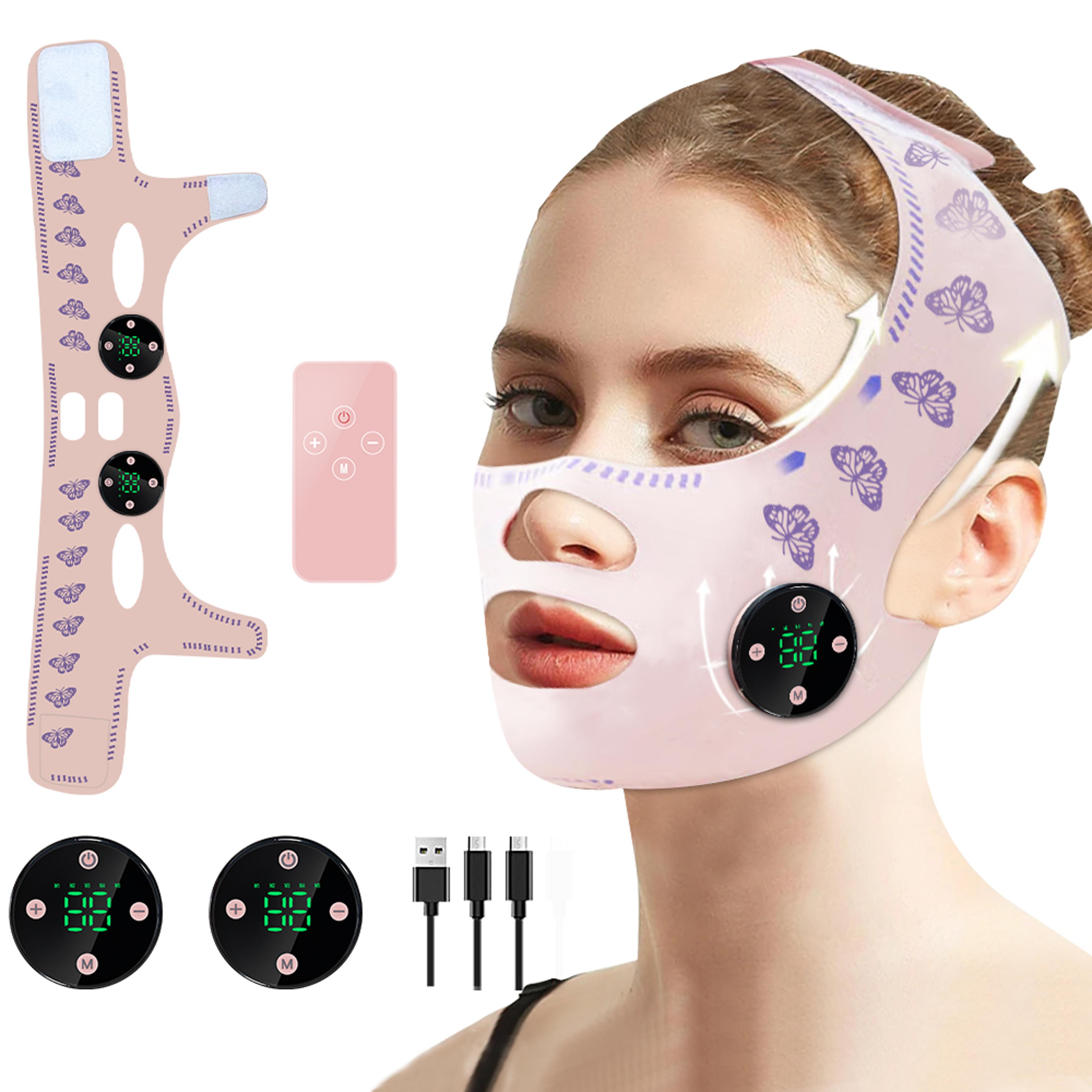ems face slimming strap, usb charging facial lift, double chin reduction, cheek & jawline enhancement mask