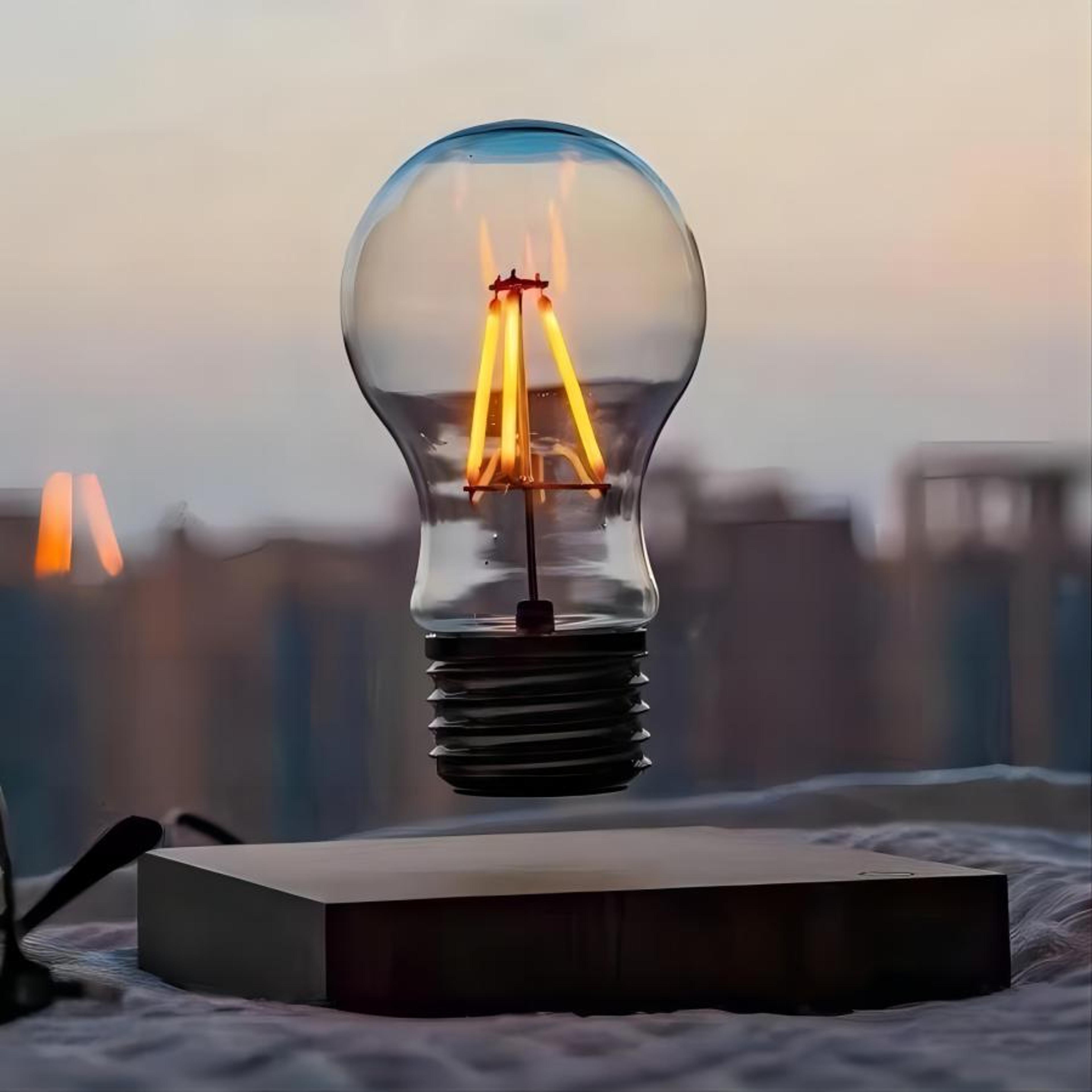 magnetic levitation led lamp, floating glass bulb, home office desk decor, unique gift idea