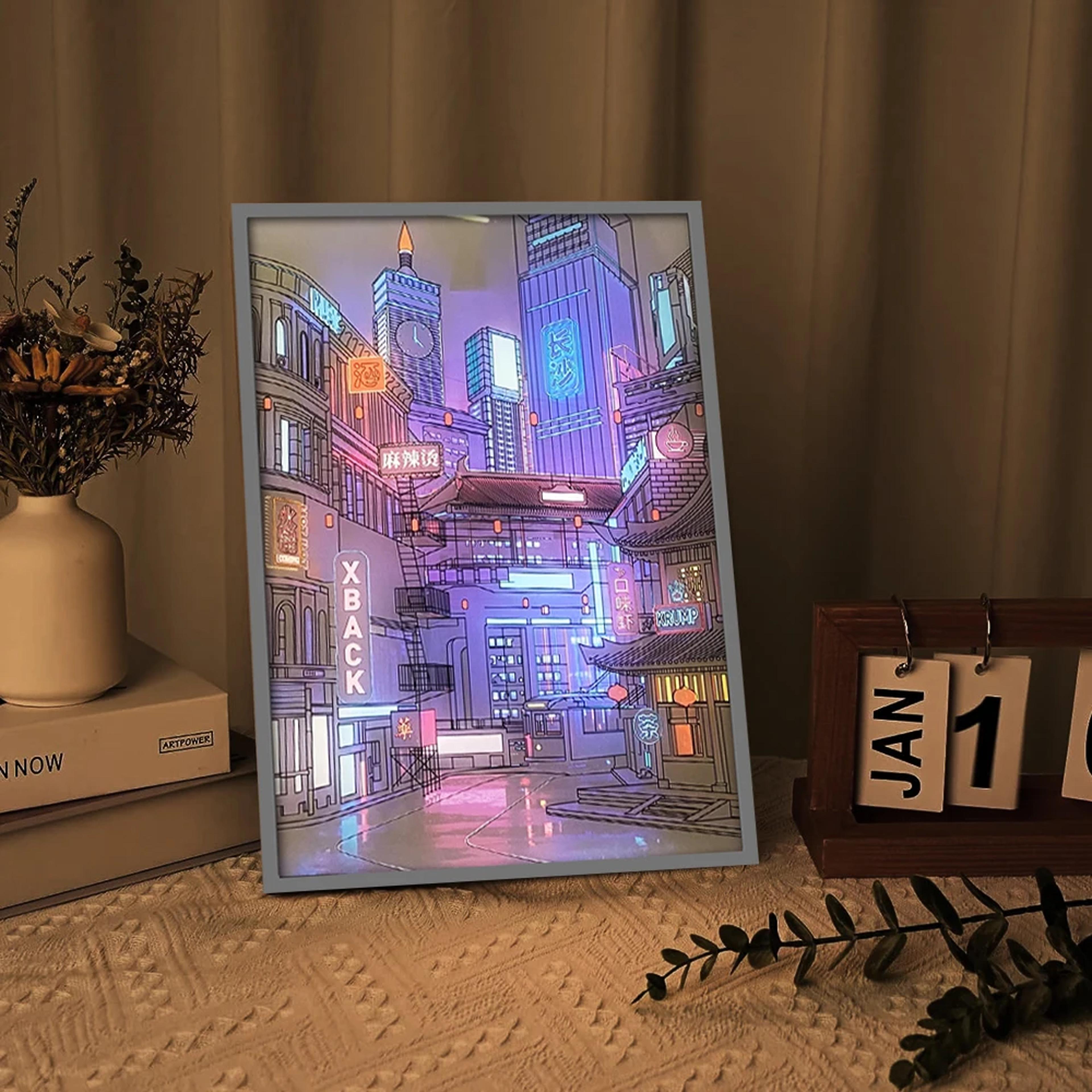 led city night view lamp with usb plug, romantic anime-inspired home decoration