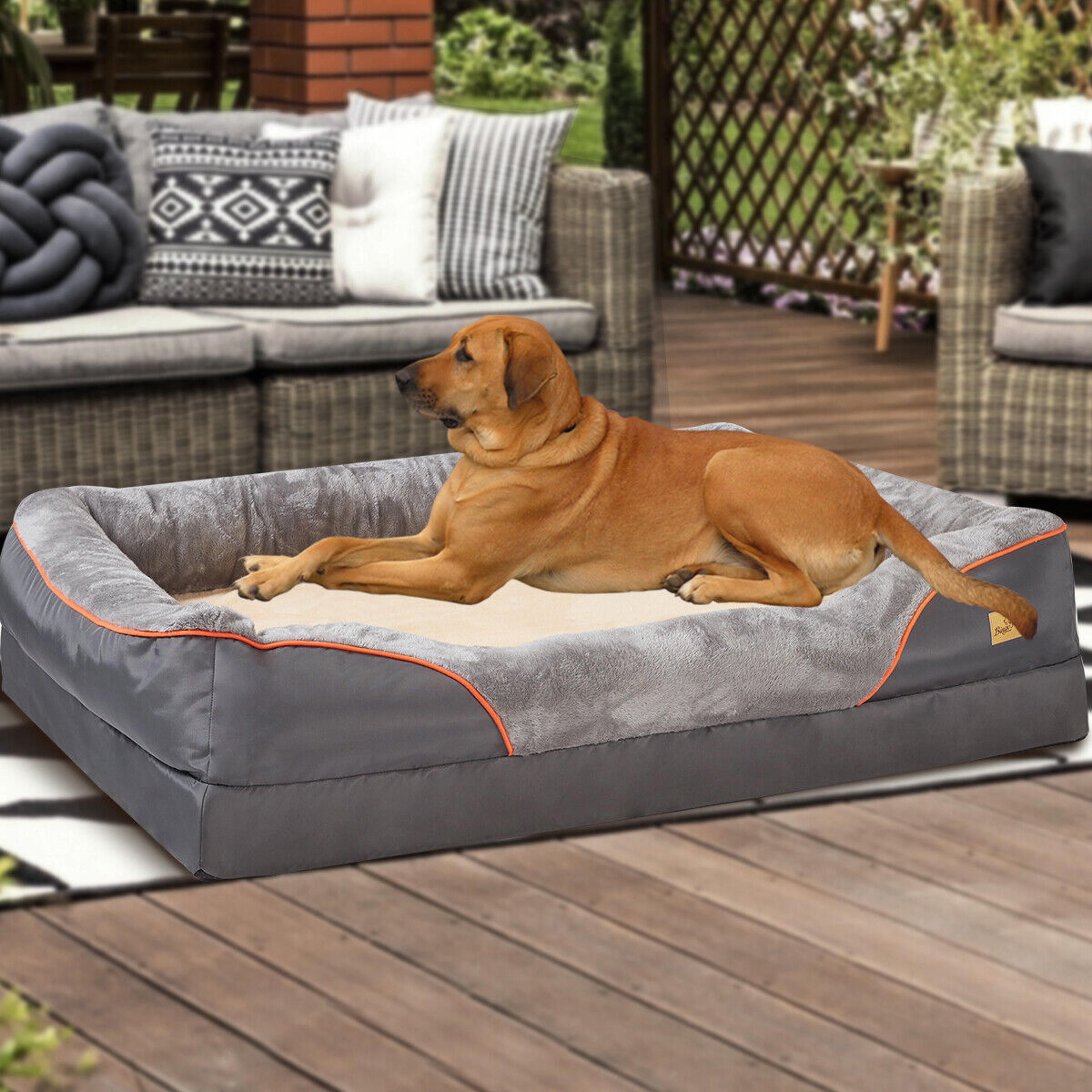 super soft orthopedic foam dog bed with removable cover & cotton-padded bolster