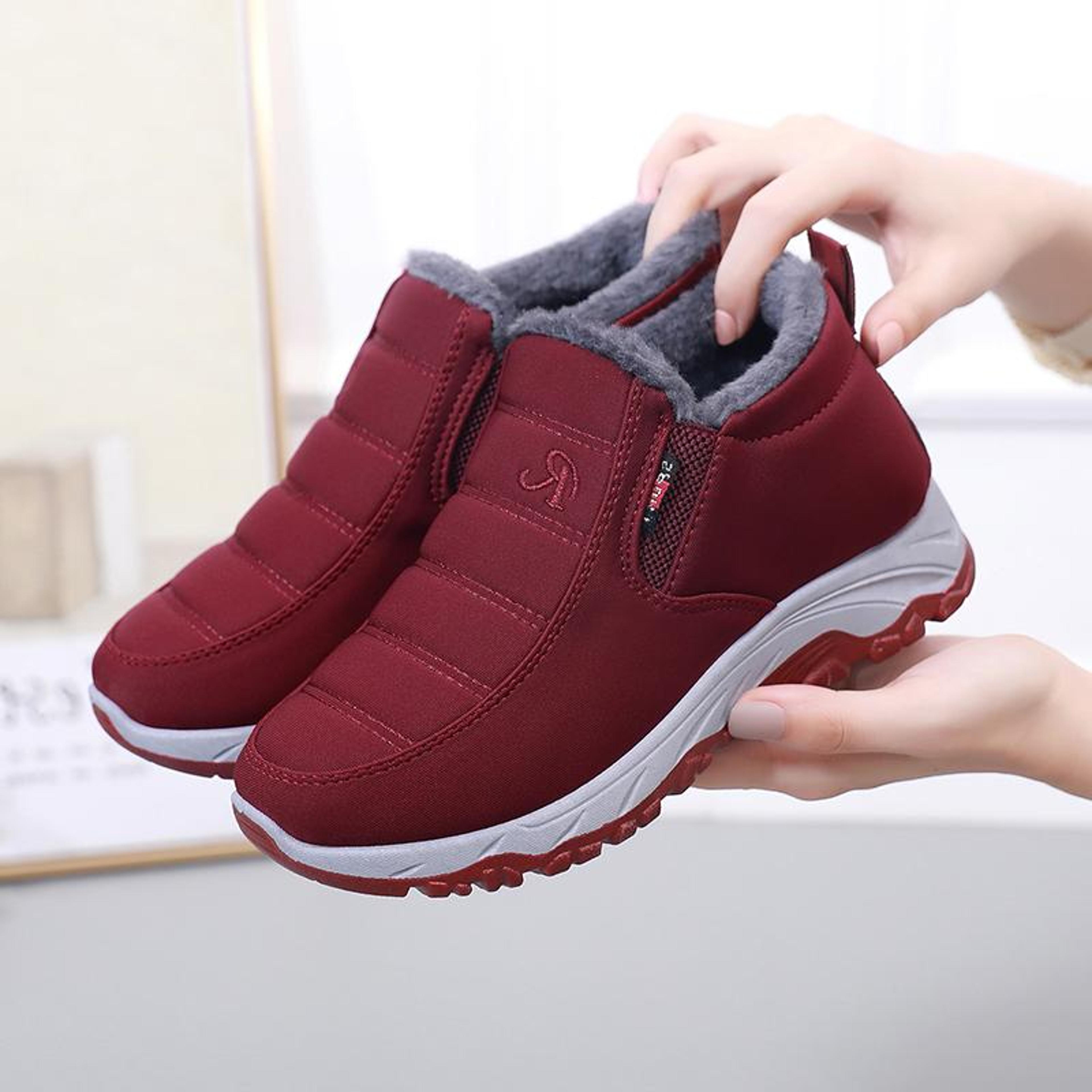winter women fleece-lined snow boots for middle-aged & elderly, warm & thickened short boots